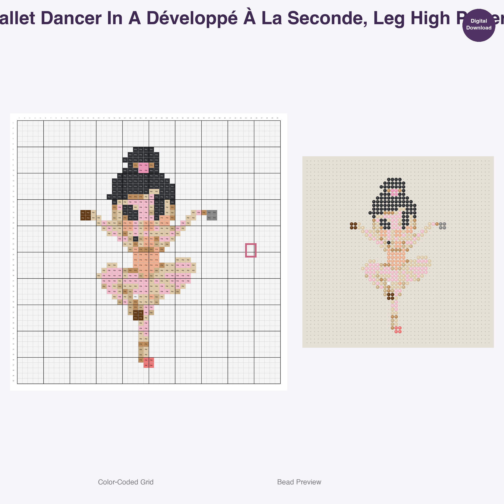 Leaps Twirls Tumbles Perler Bead Patterns, 48 Designs x 2 Grid Sizes (50x50 + 128x128), Fuse Bead PDF Digital Download