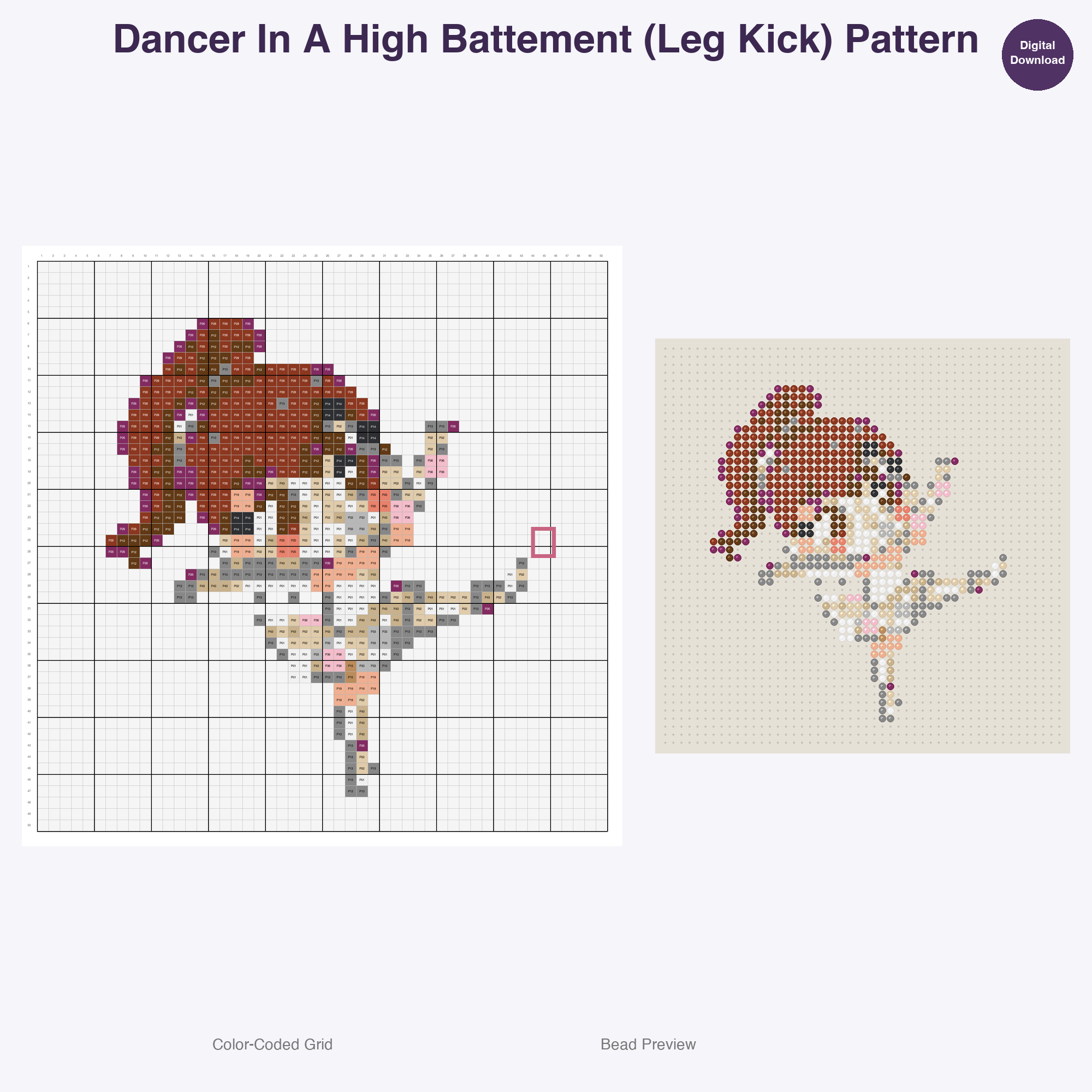 Leaps Twirls Tumbles Perler Bead Patterns, 48 Designs x 2 Grid Sizes (50x50 + 128x128), Fuse Bead PDF Digital Download