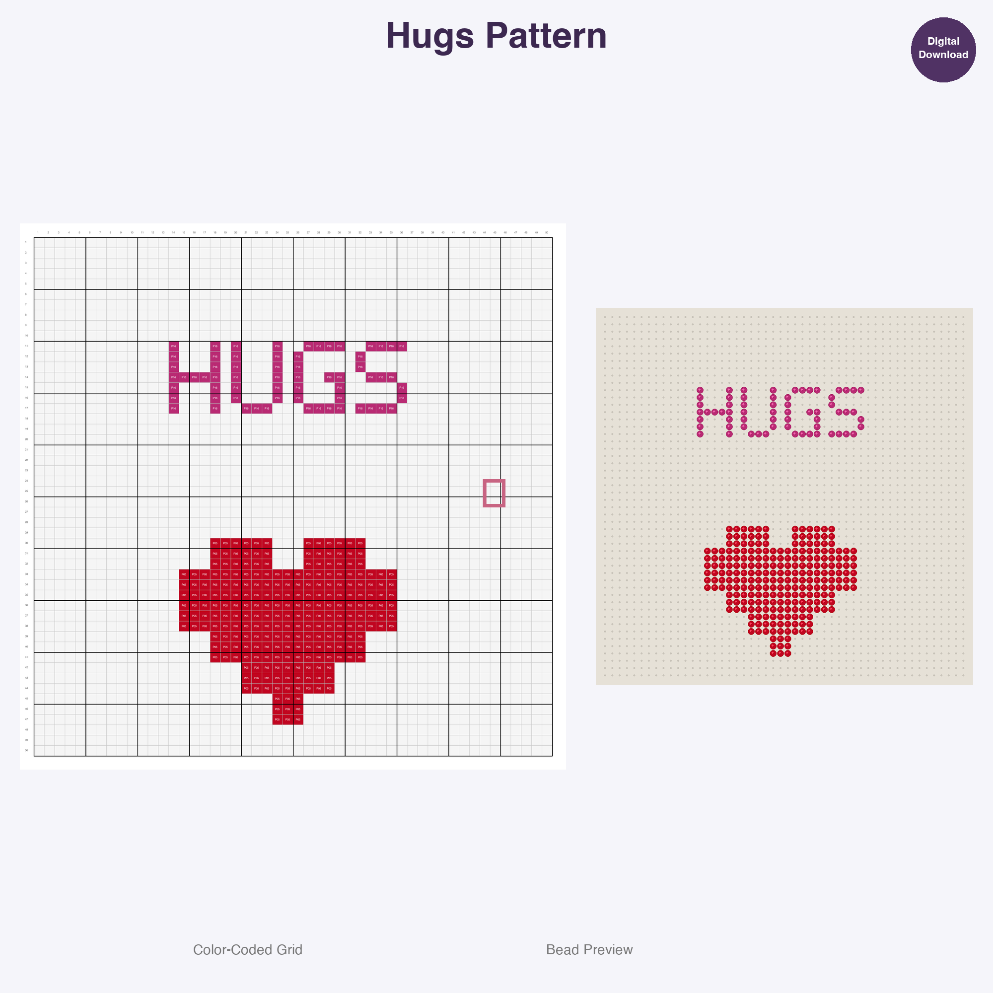 Love & Sweet Talk Word Signs Perler Bead Patterns, 48 Designs x 2 Grid Sizes (50x50 + 128x128), Fuse Bead PDF Digital Download
