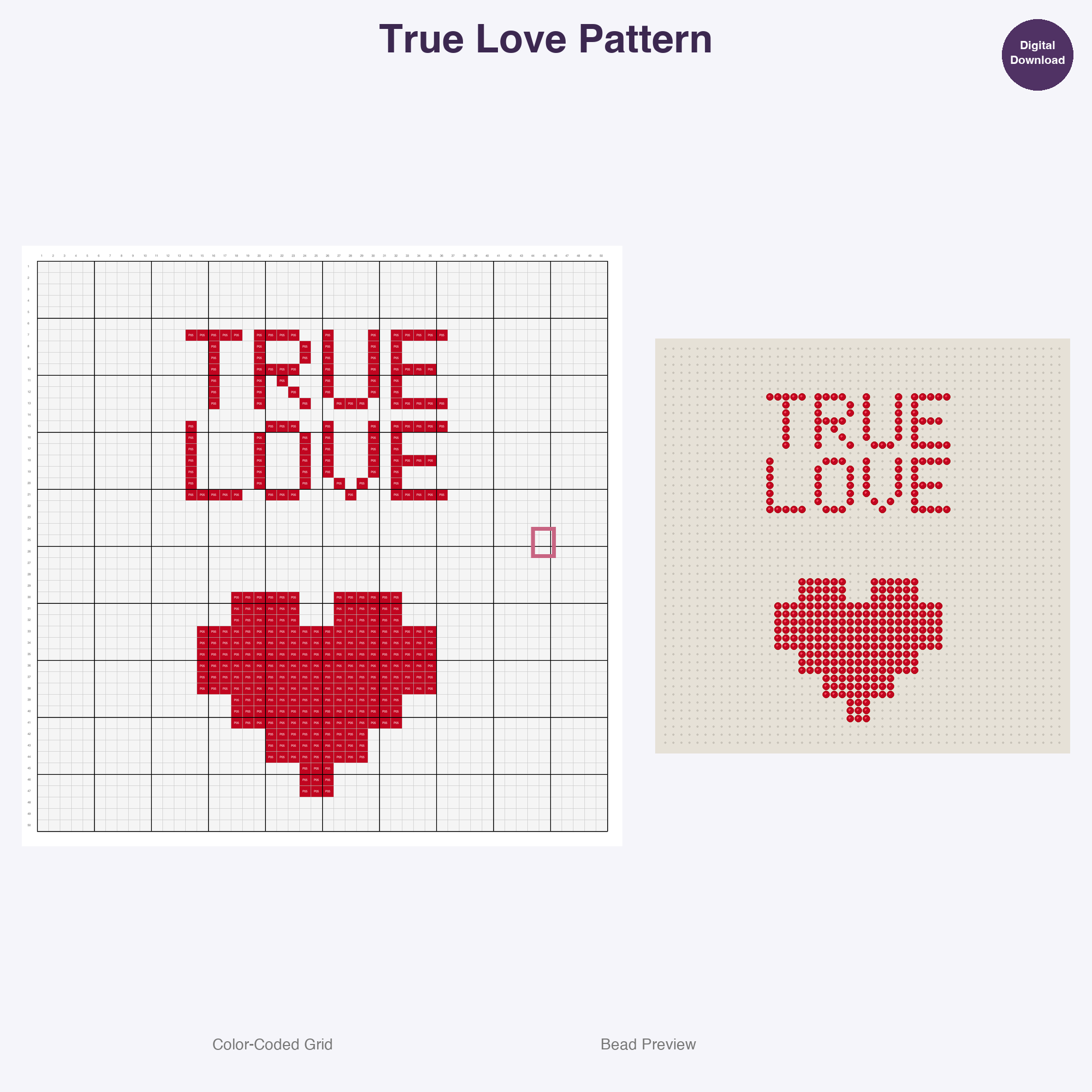 Love & Sweet Talk Word Signs Perler Bead Patterns, 48 Designs x 2 Grid Sizes (50x50 + 128x128), Fuse Bead PDF Digital Download