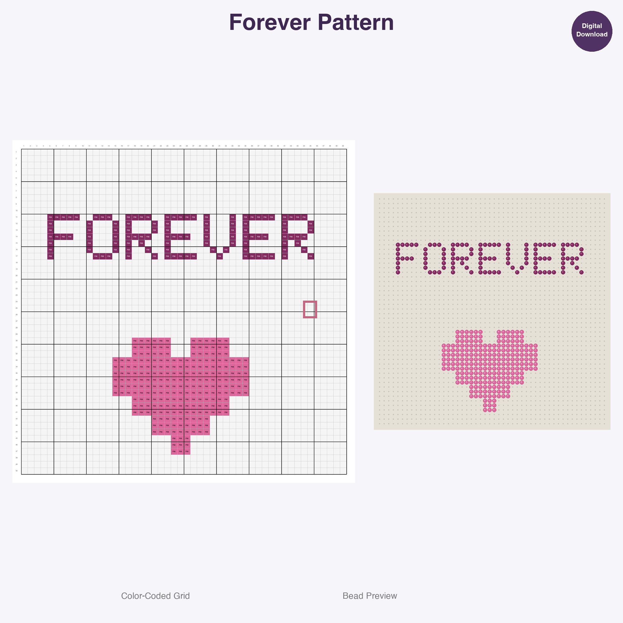 Love & Sweet Talk Word Signs Perler Bead Patterns, 48 Designs x 2 Grid Sizes (50x50 + 128x128), Fuse Bead PDF Digital Download