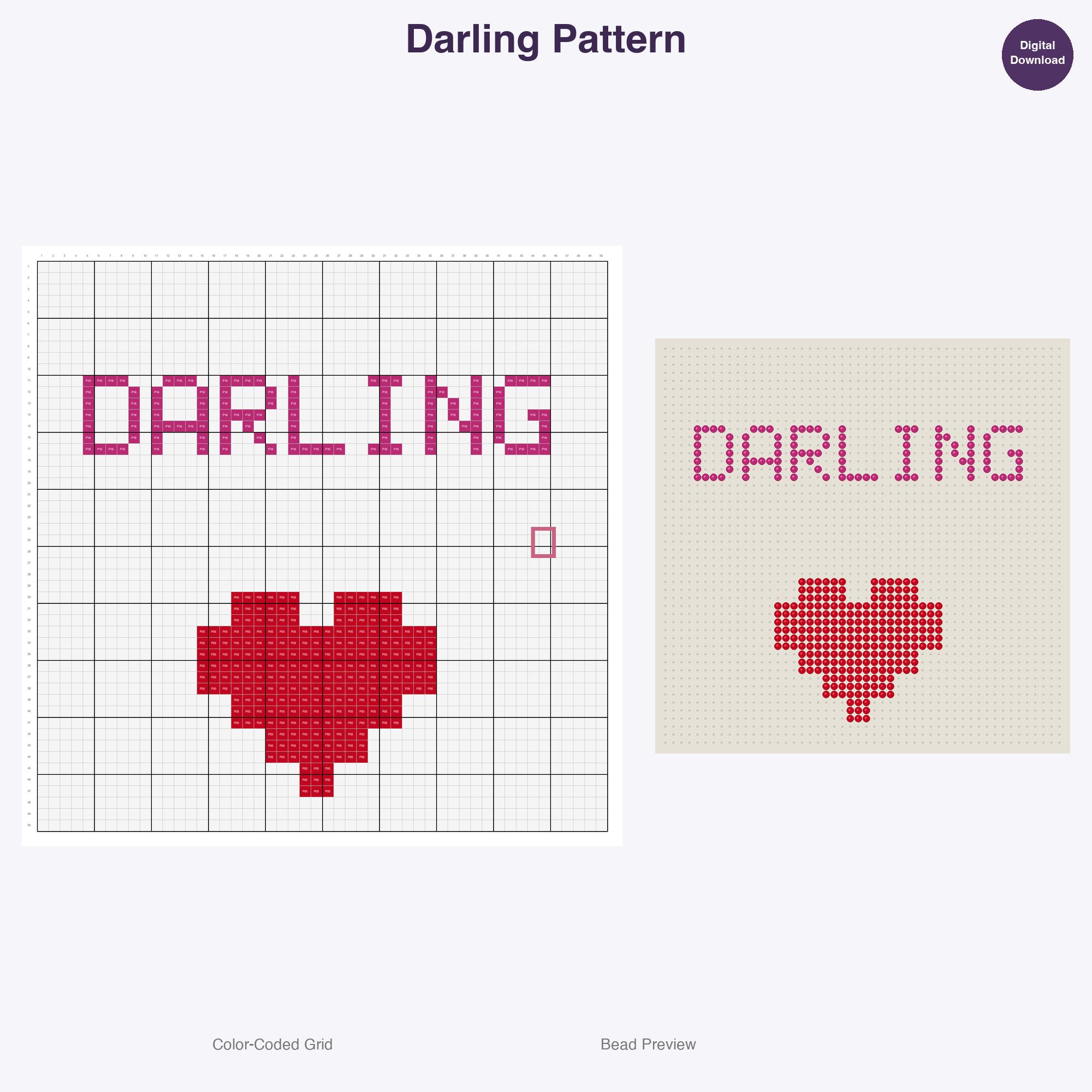 Love & Sweet Talk Word Signs Perler Bead Patterns, 48 Designs x 2 Grid Sizes (50x50 + 128x128), Fuse Bead PDF Digital Download