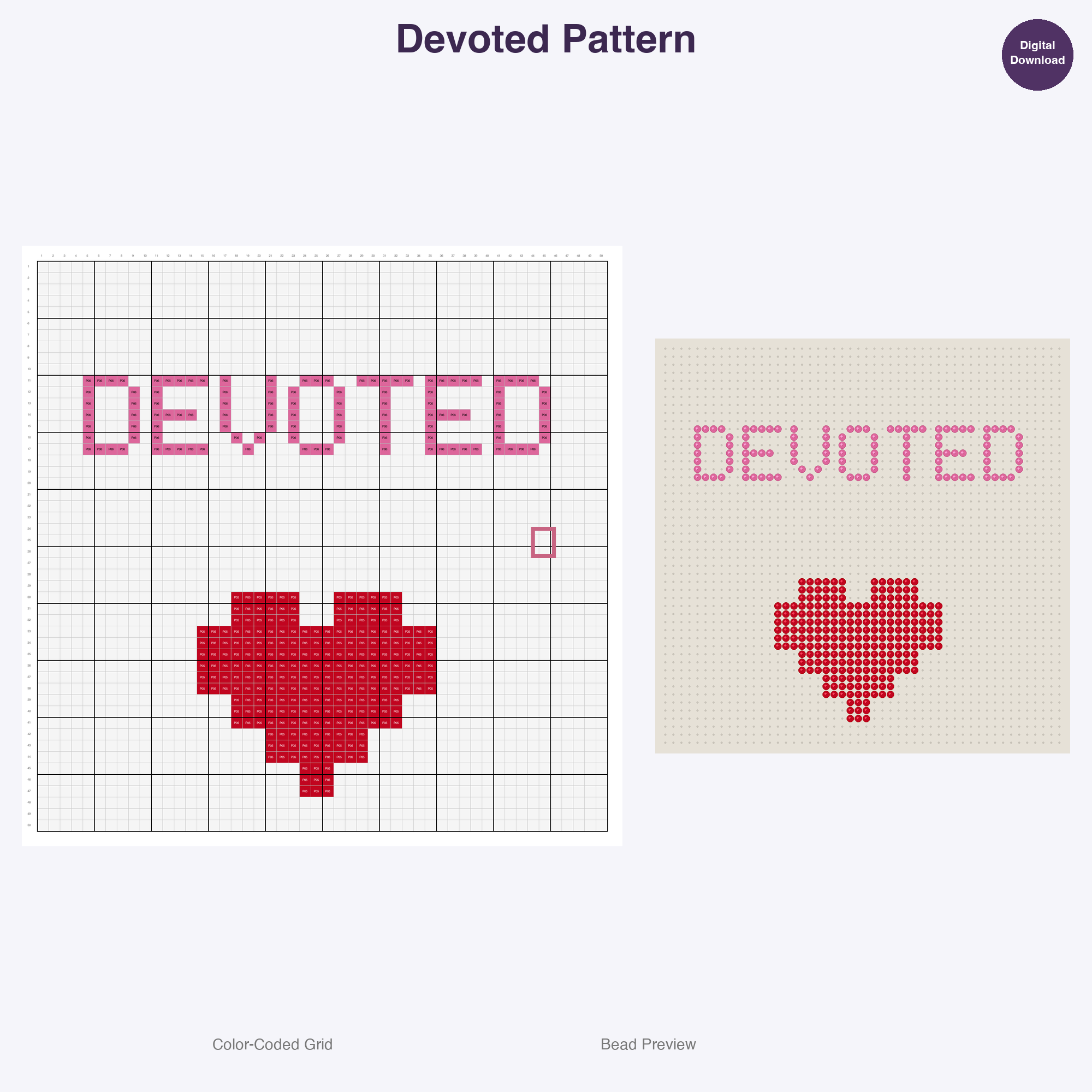 Love & Sweet Talk Word Signs Perler Bead Patterns, 48 Designs x 2 Grid Sizes (50x50 + 128x128), Fuse Bead PDF Digital Download