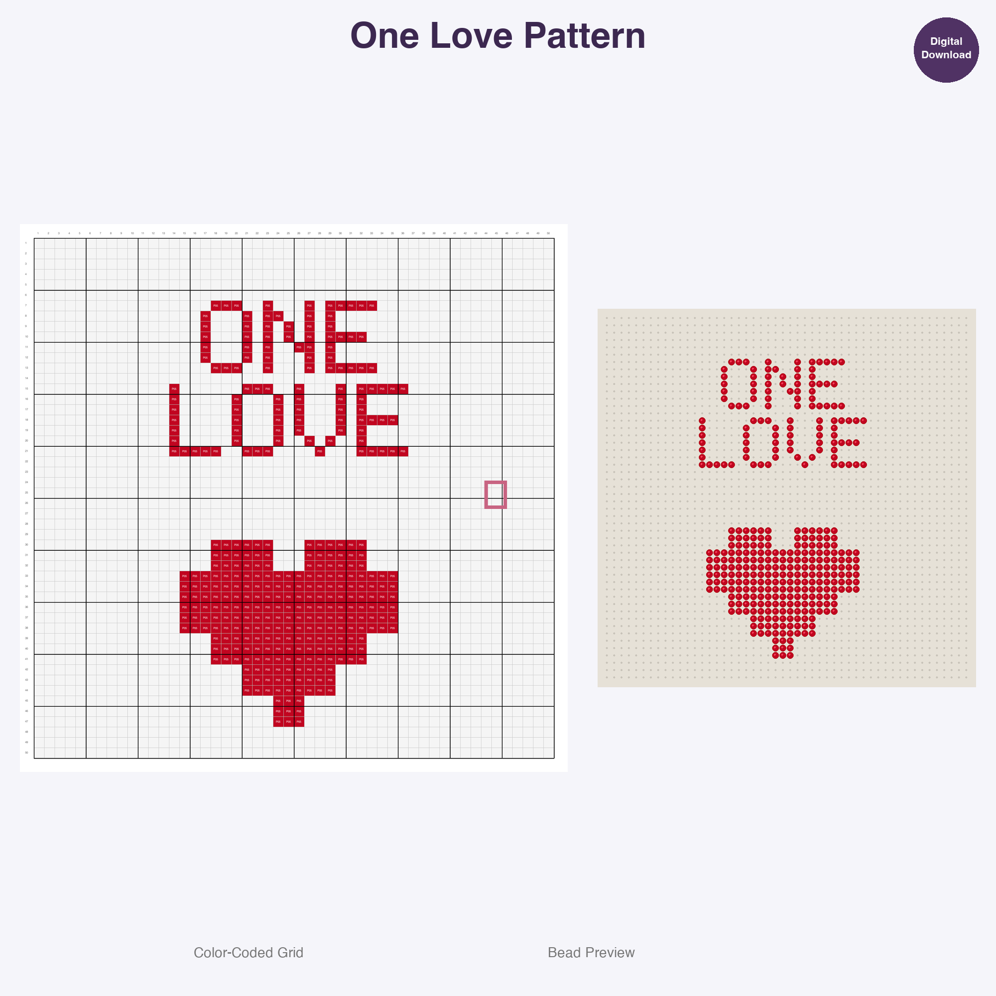 Love & Sweet Talk Word Signs Perler Bead Patterns, 48 Designs x 2 Grid Sizes (50x50 + 128x128), Fuse Bead PDF Digital Download