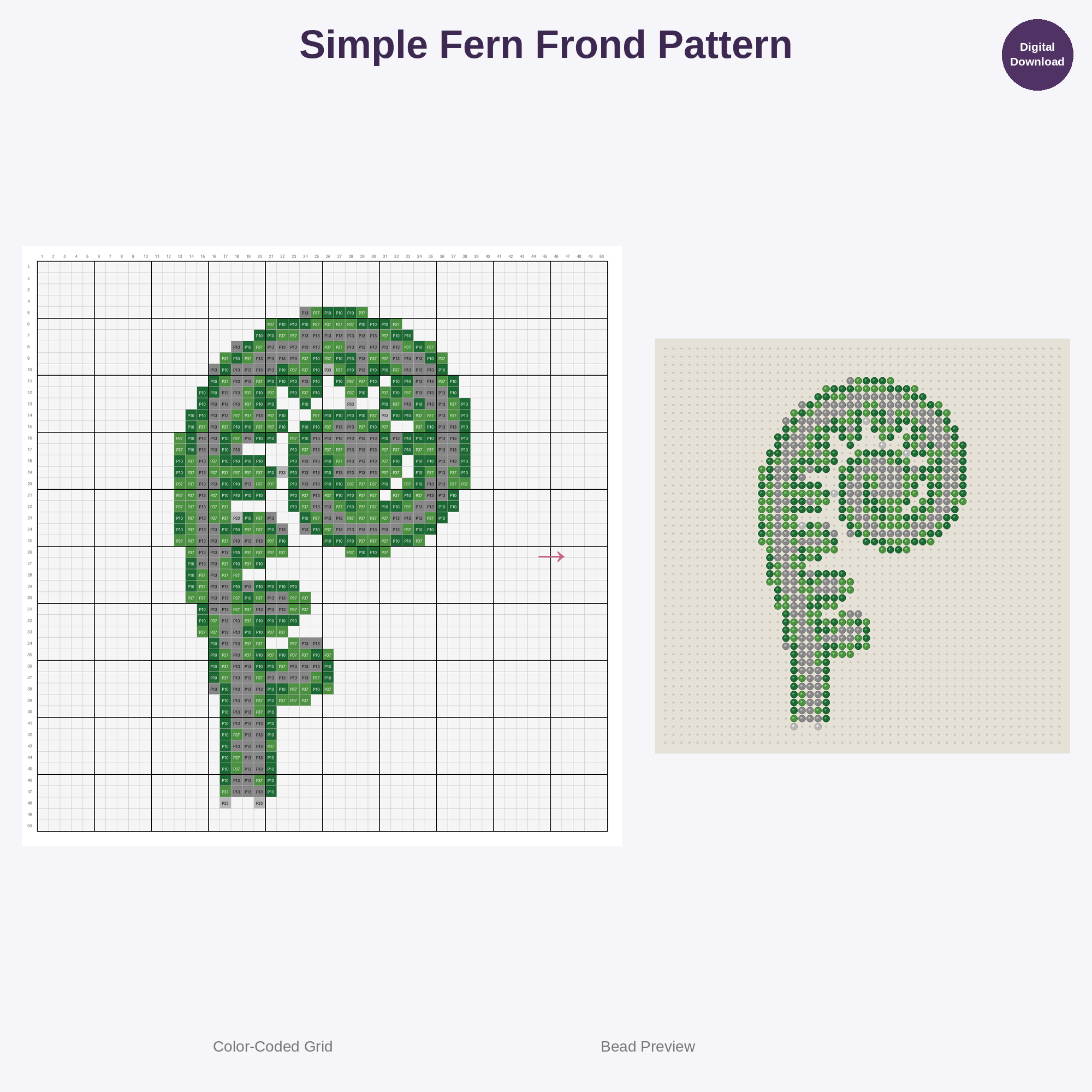 Minimal Botanical Leaves Perler Bead Patterns Bundle, 48 Designs (PDF Digital Download)