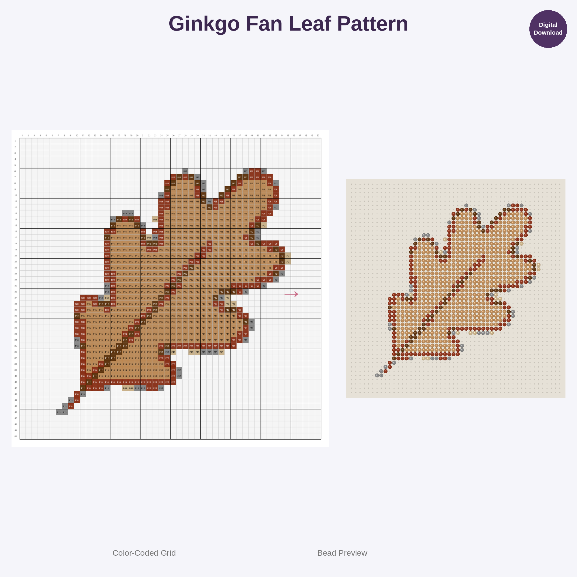 Minimal Botanical Leaves Perler Bead Patterns Bundle, 48 Designs (PDF Digital Download)