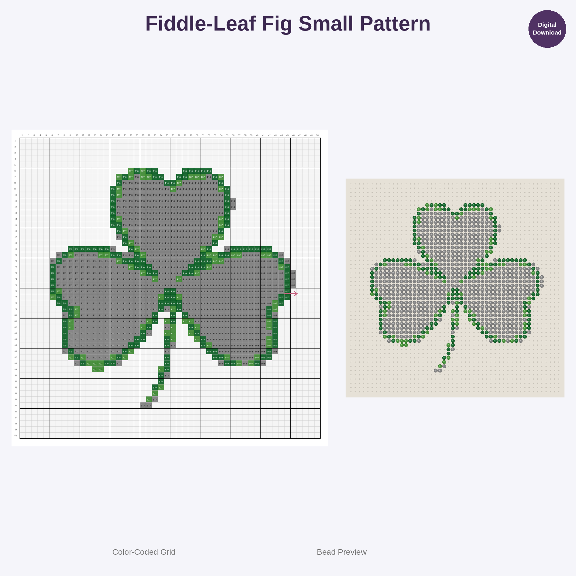 Minimal Botanical Leaves Perler Bead Patterns Bundle, 48 Designs (PDF Digital Download)