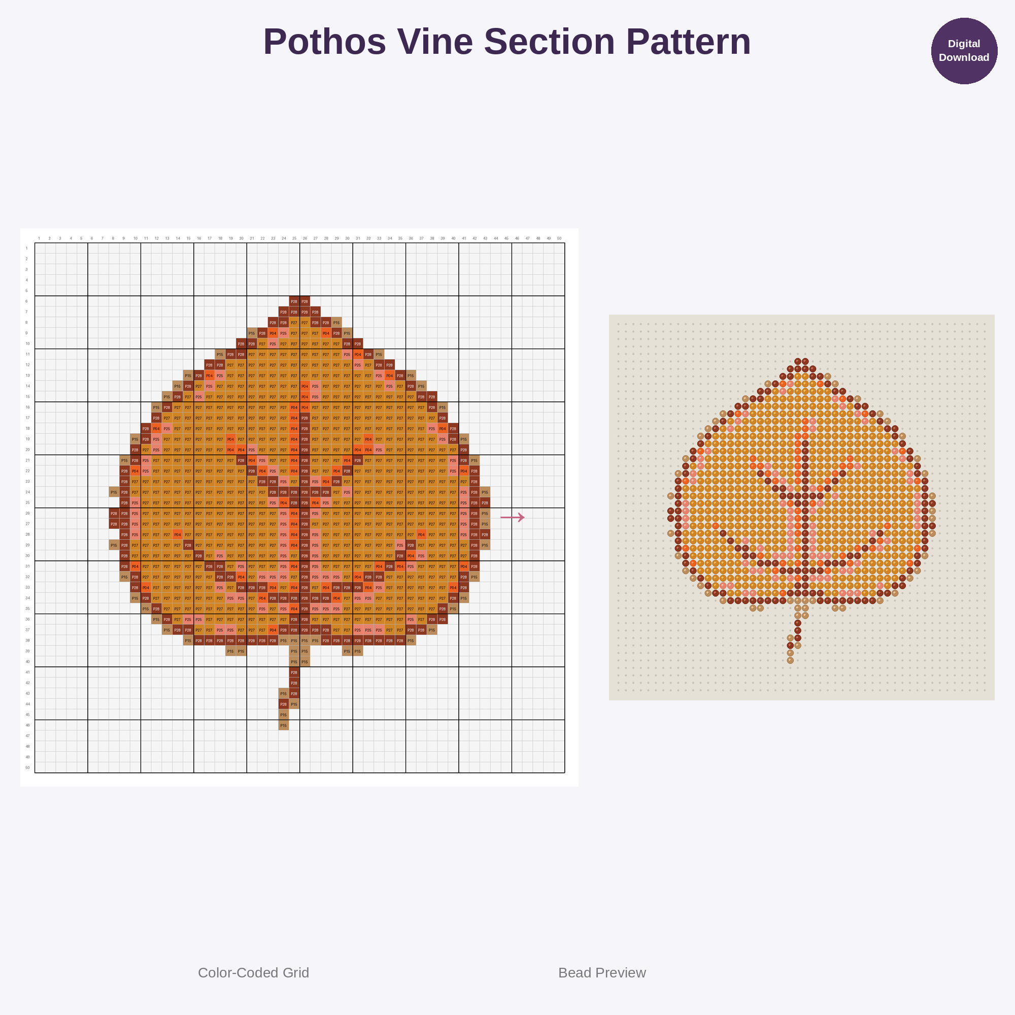 Minimal Botanical Leaves Perler Bead Patterns Bundle, 48 Designs (PDF Digital Download)