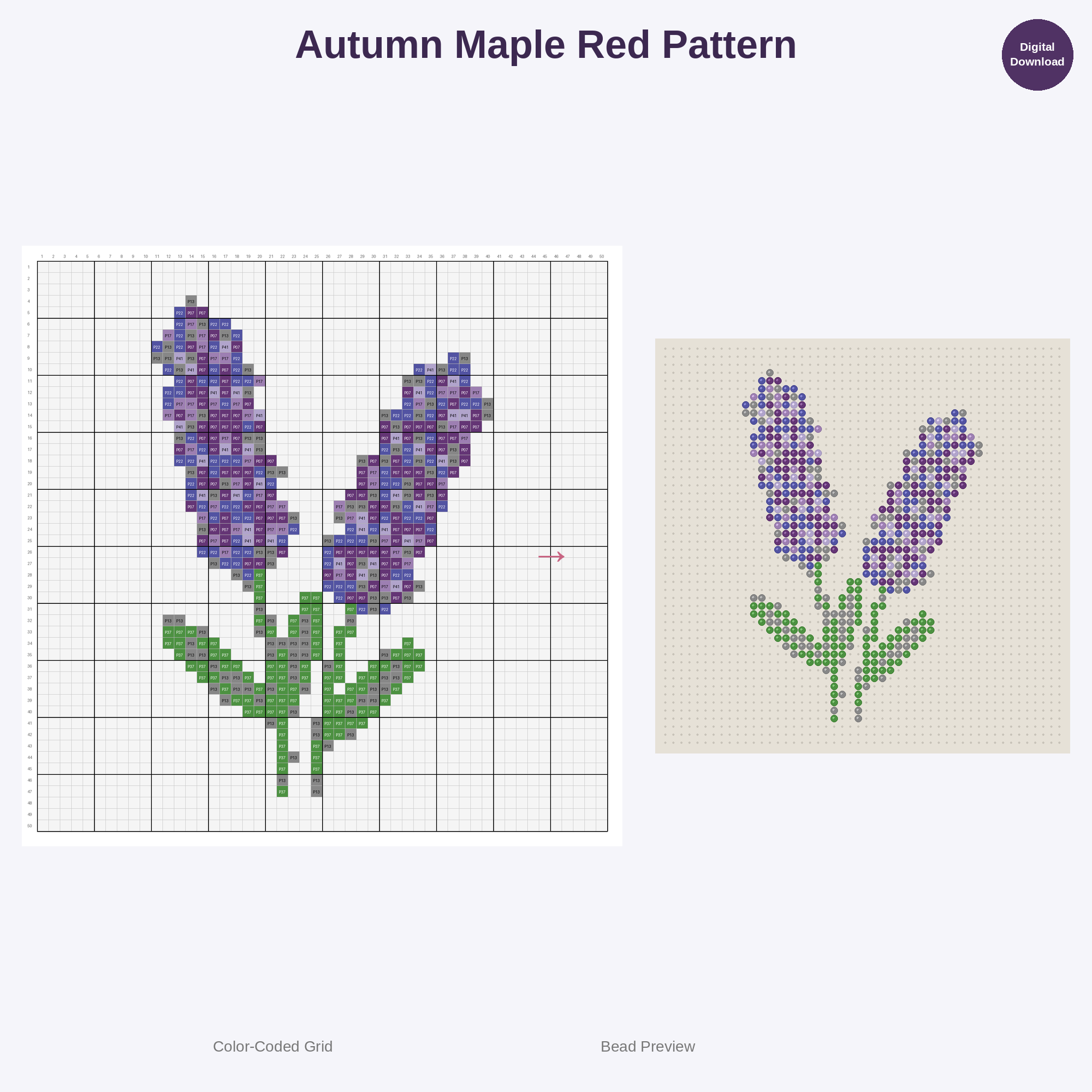 Minimal Botanical Leaves Perler Bead Patterns Bundle, 48 Designs (PDF Digital Download)