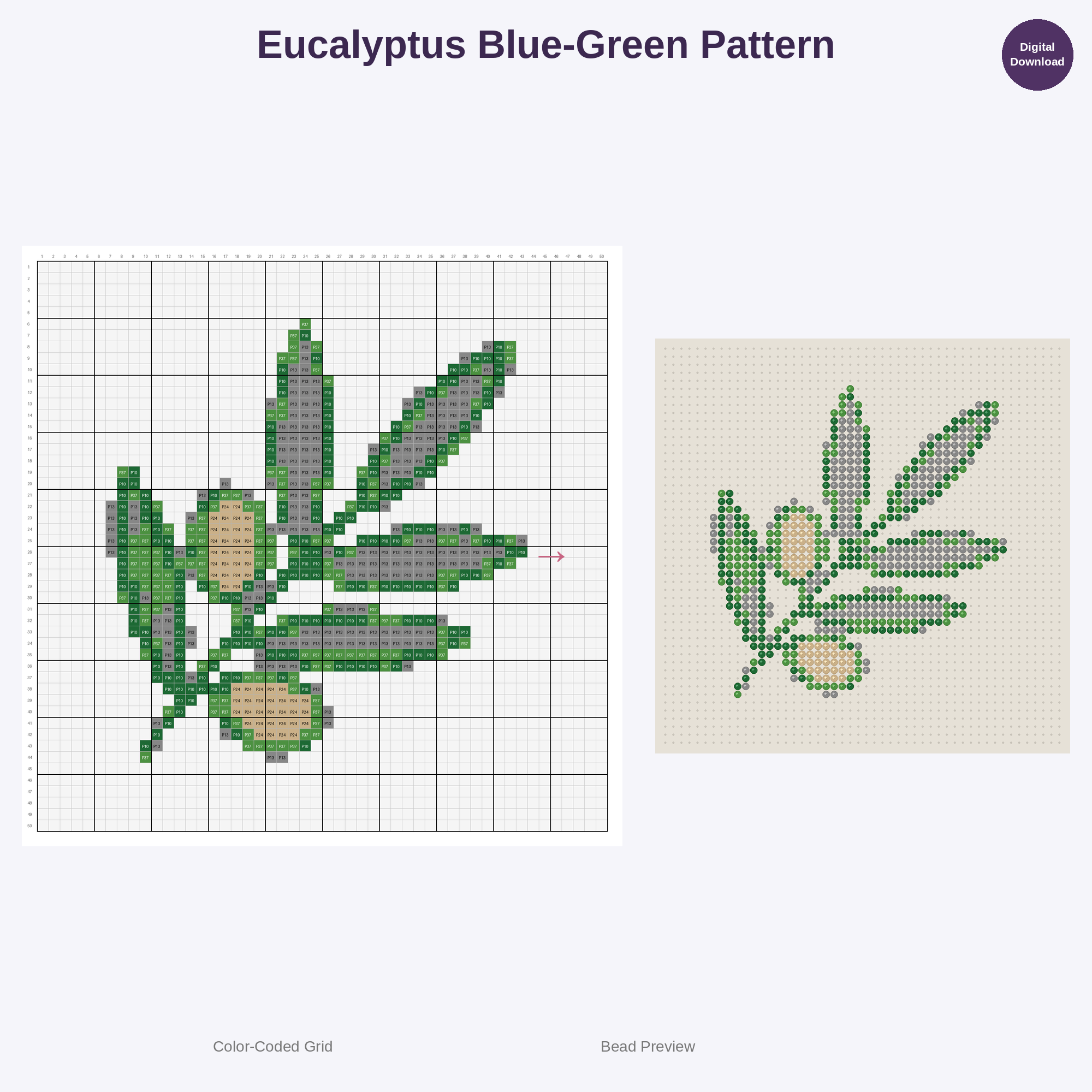 Minimal Botanical Leaves Perler Bead Patterns Bundle, 48 Designs (PDF Digital Download)