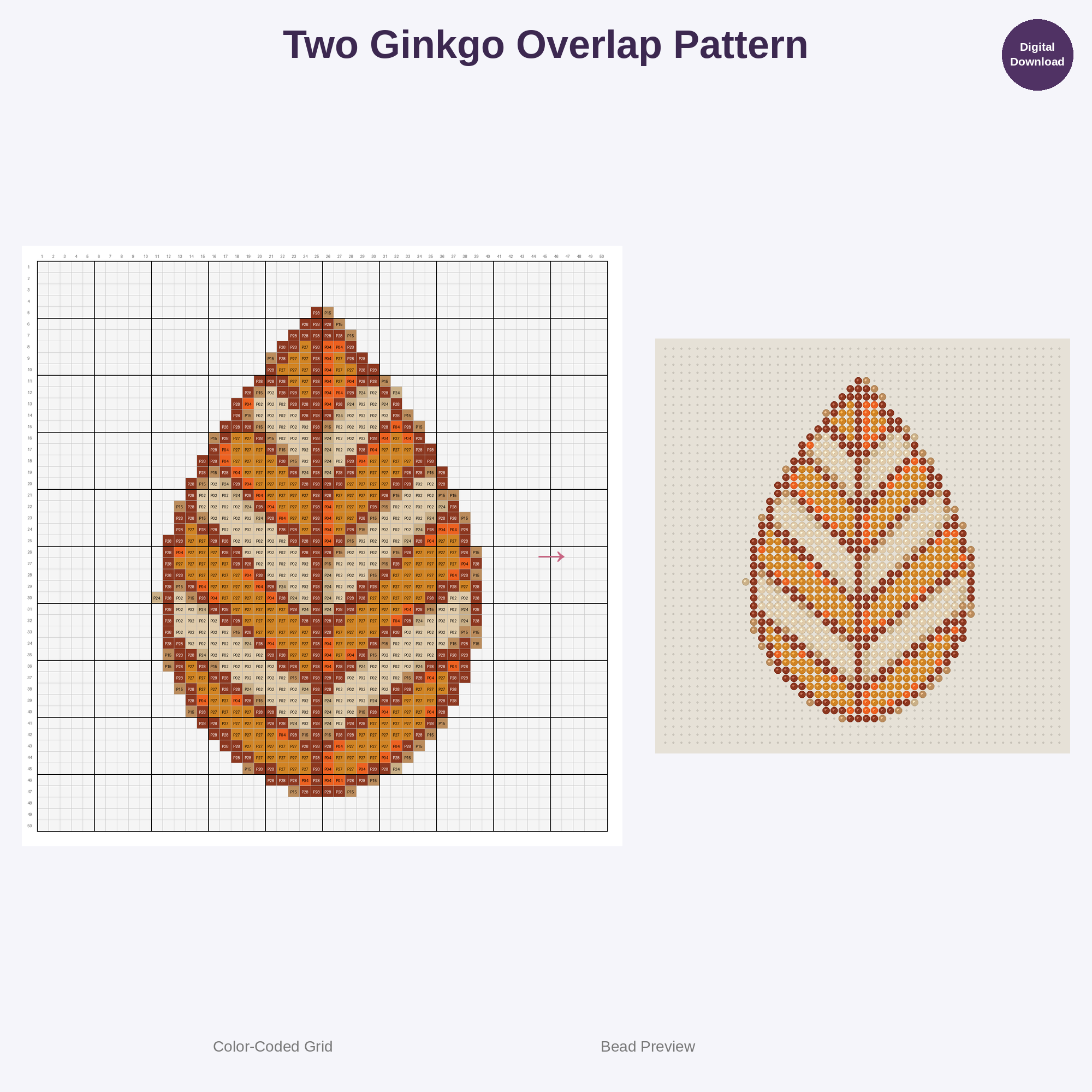 Minimal Botanical Leaves Perler Bead Patterns Bundle, 48 Designs (PDF Digital Download)