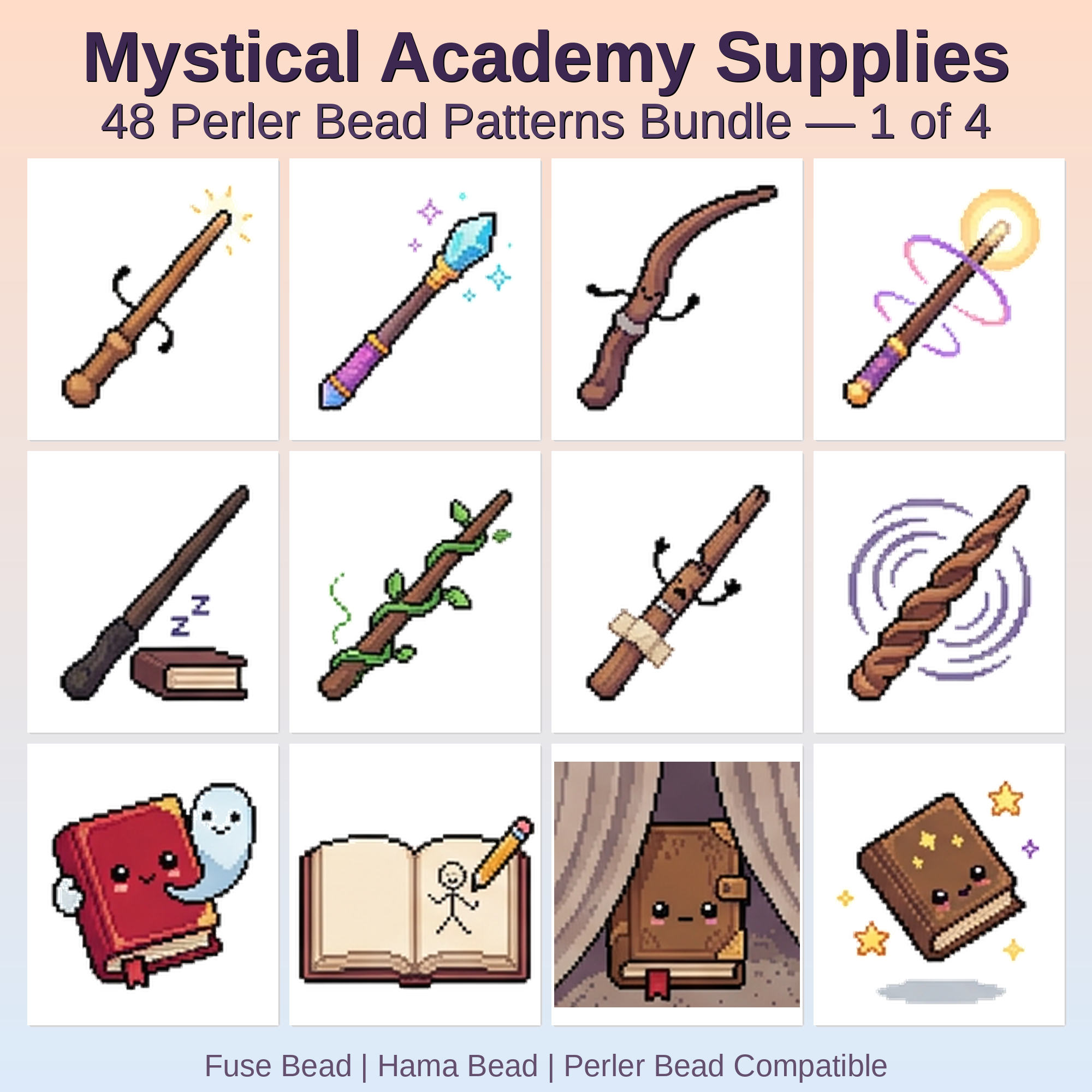 Mystical Academy Supplies Perler Bead Patterns Perler Bead Patterns Bundle, 48 Designs (PDF Digital Download)