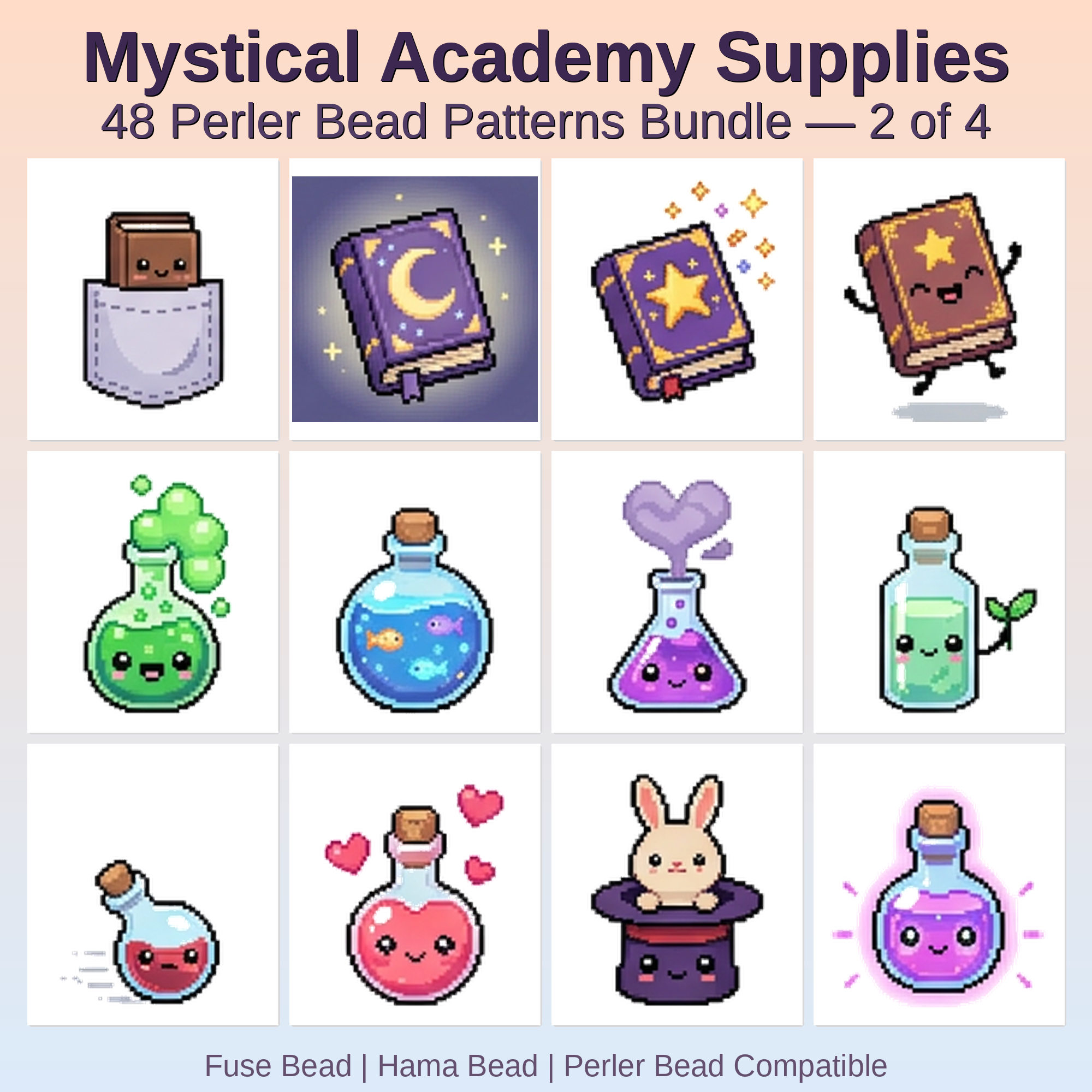 Mystical Academy Supplies Perler Bead Patterns Perler Bead Patterns Bundle, 48 Designs (PDF Digital Download)