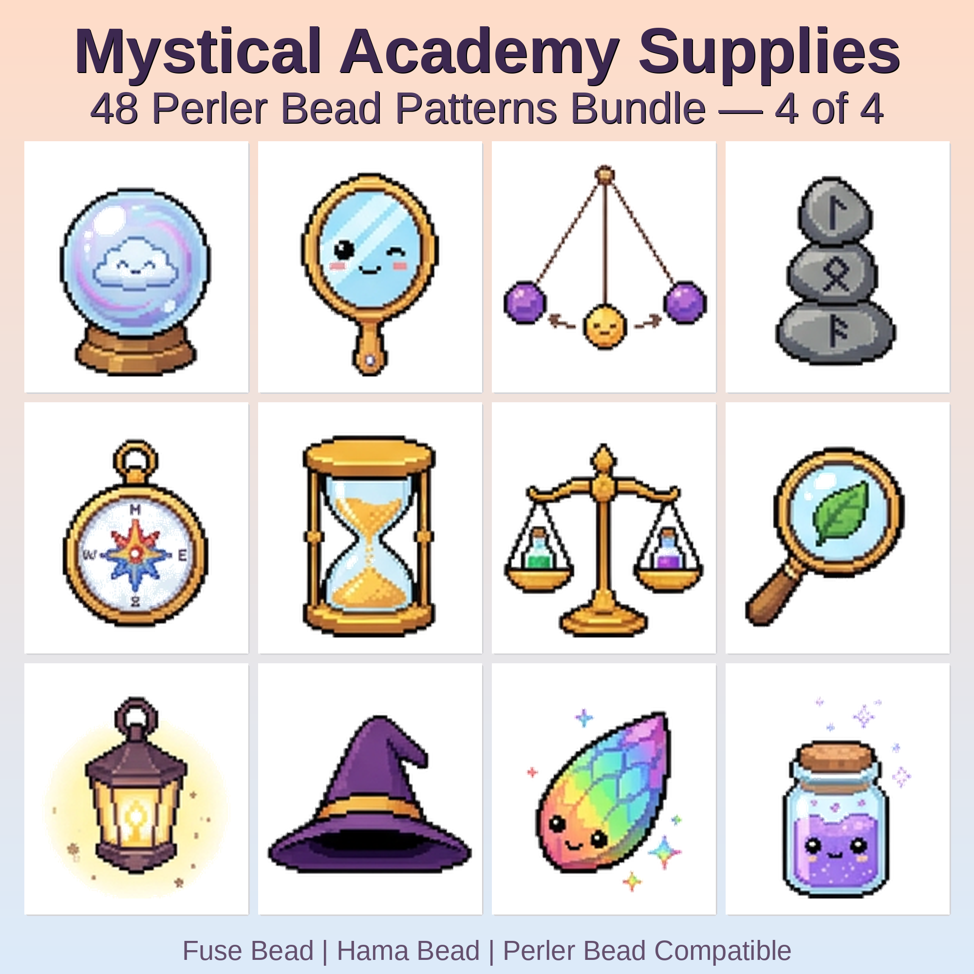 Mystical Academy Supplies Perler Bead Patterns Perler Bead Patterns Bundle, 48 Designs (PDF Digital Download)