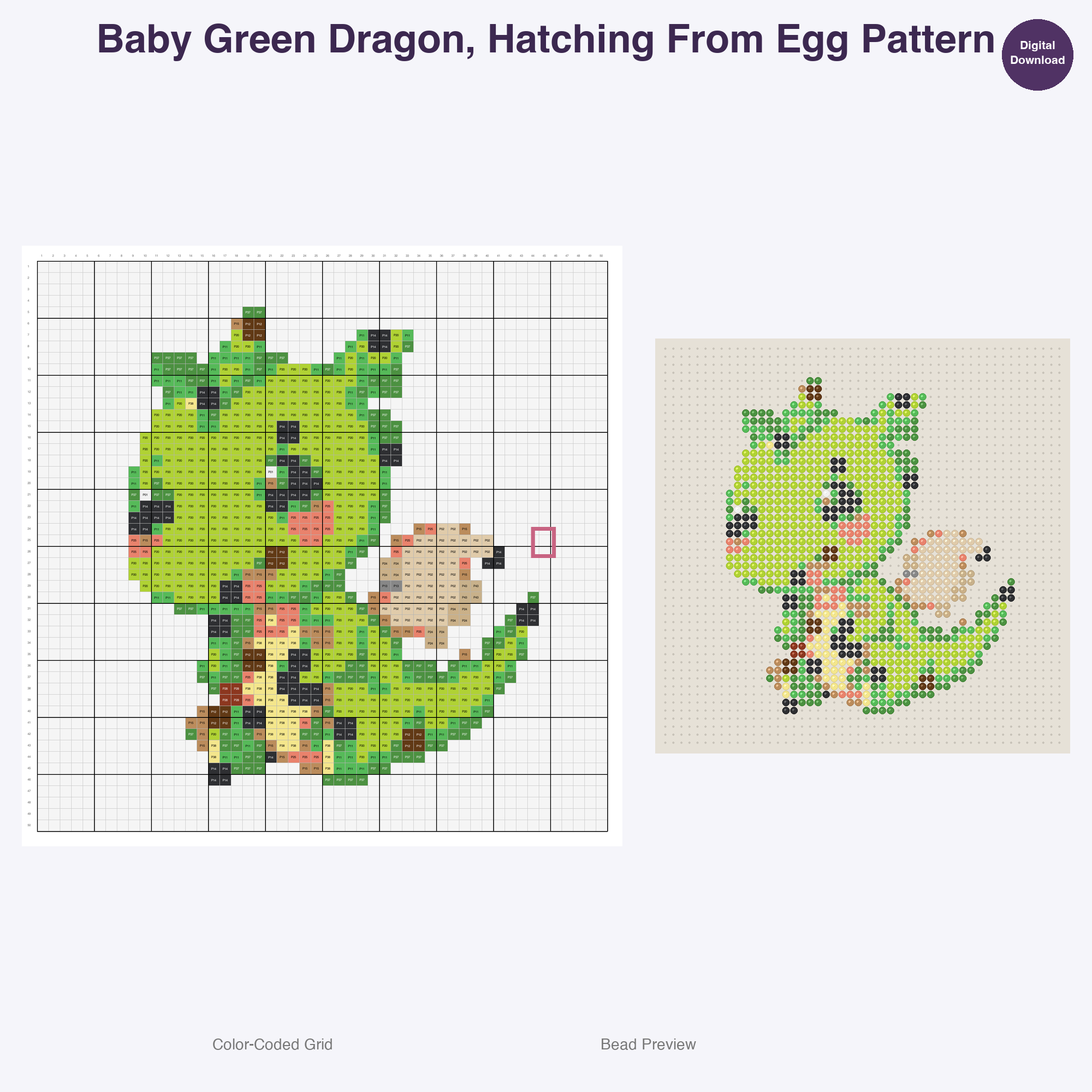 Mythical Hatchlings Foals Perler Bead Patterns, 48 Designs x 3 Grid Sizes (29x29 + 50x50 + 128x128), Fuse Bead PDF Digital Download