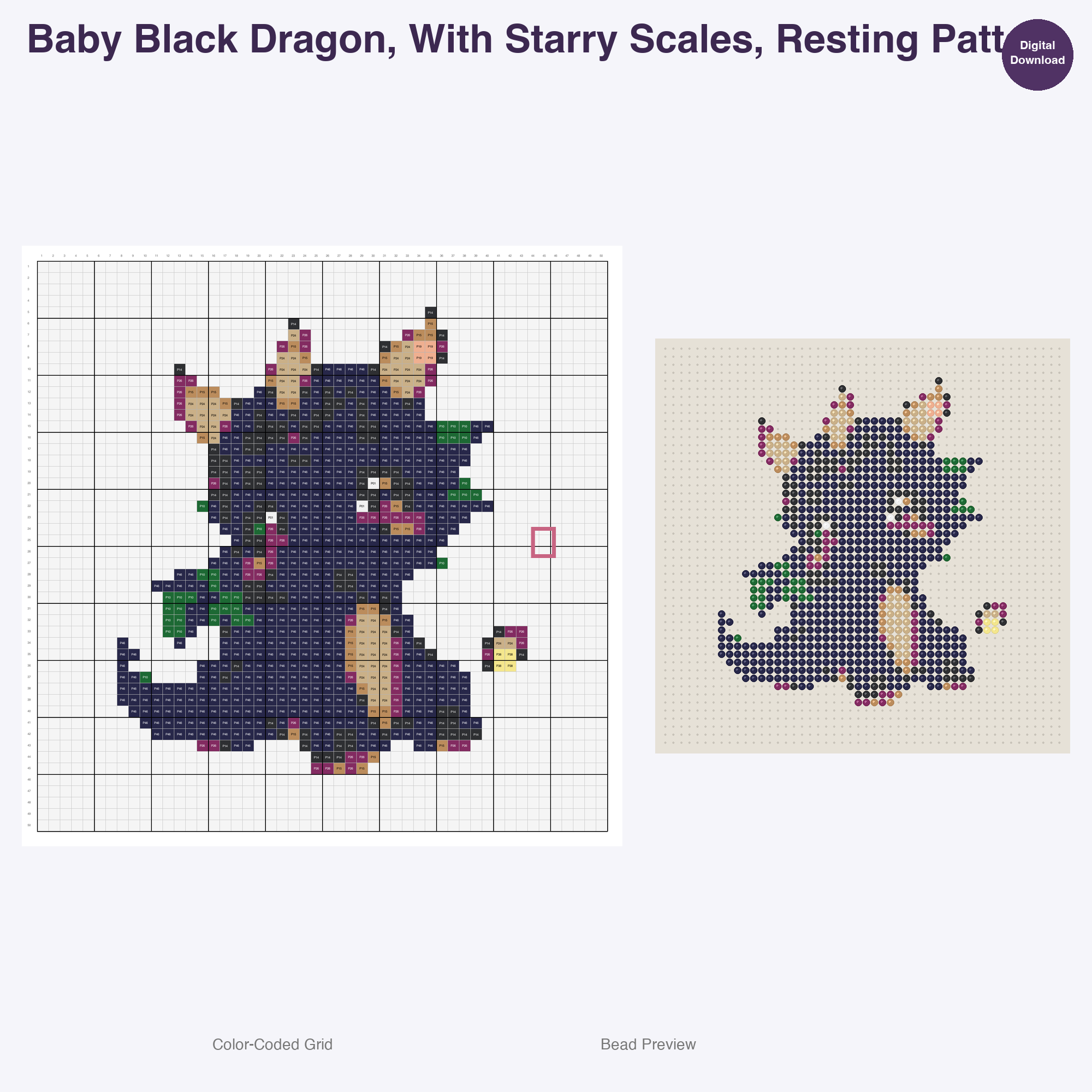 Mythical Hatchlings Foals Perler Bead Patterns, 48 Designs x 3 Grid Sizes (29x29 + 50x50 + 128x128), Fuse Bead PDF Digital Download