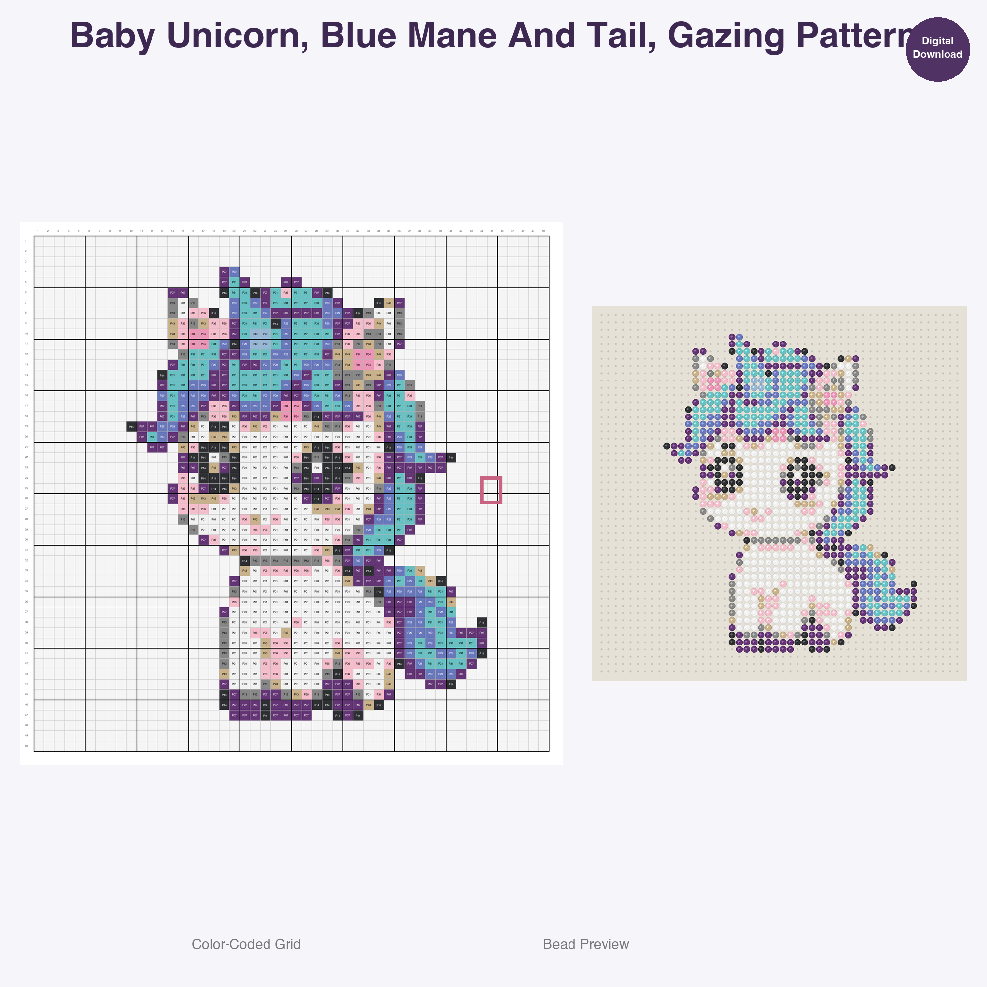 Mythical Hatchlings Foals Perler Bead Patterns, 48 Designs x 3 Grid Sizes (29x29 + 50x50 + 128x128), Fuse Bead PDF Digital Download