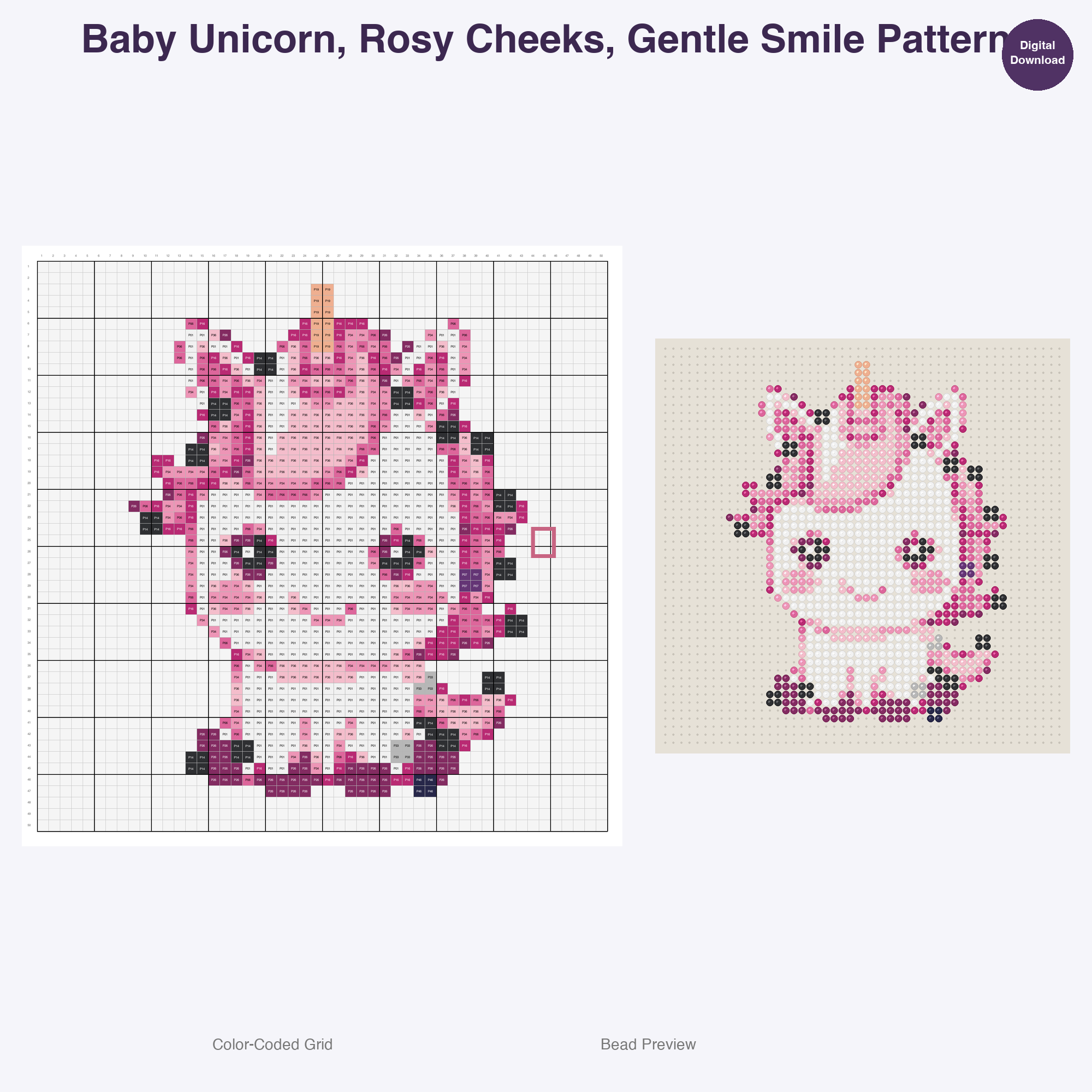 Mythical Hatchlings Foals Perler Bead Patterns, 48 Designs x 3 Grid Sizes (29x29 + 50x50 + 128x128), Fuse Bead PDF Digital Download