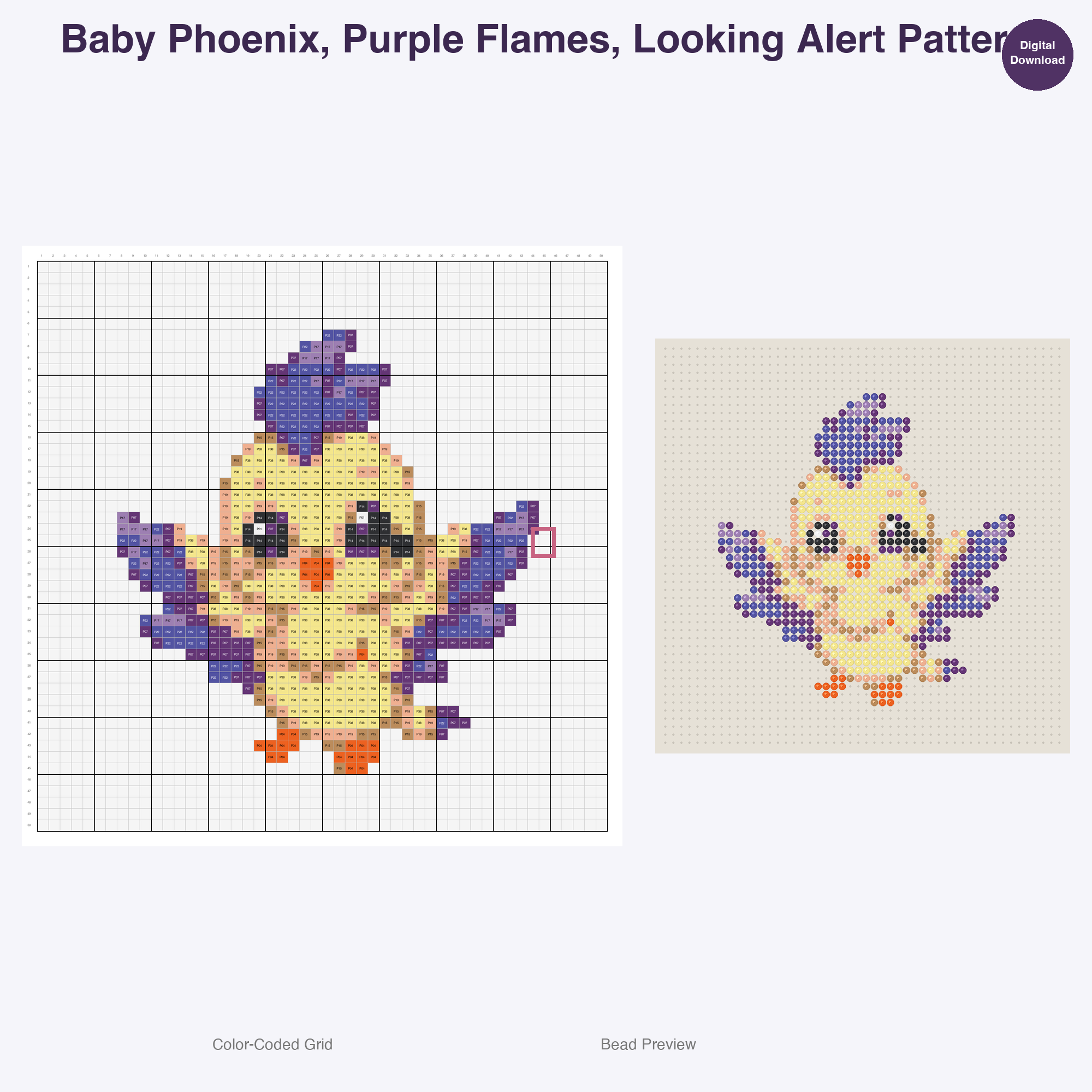 Mythical Hatchlings Foals Perler Bead Patterns, 48 Designs x 3 Grid Sizes (29x29 + 50x50 + 128x128), Fuse Bead PDF Digital Download
