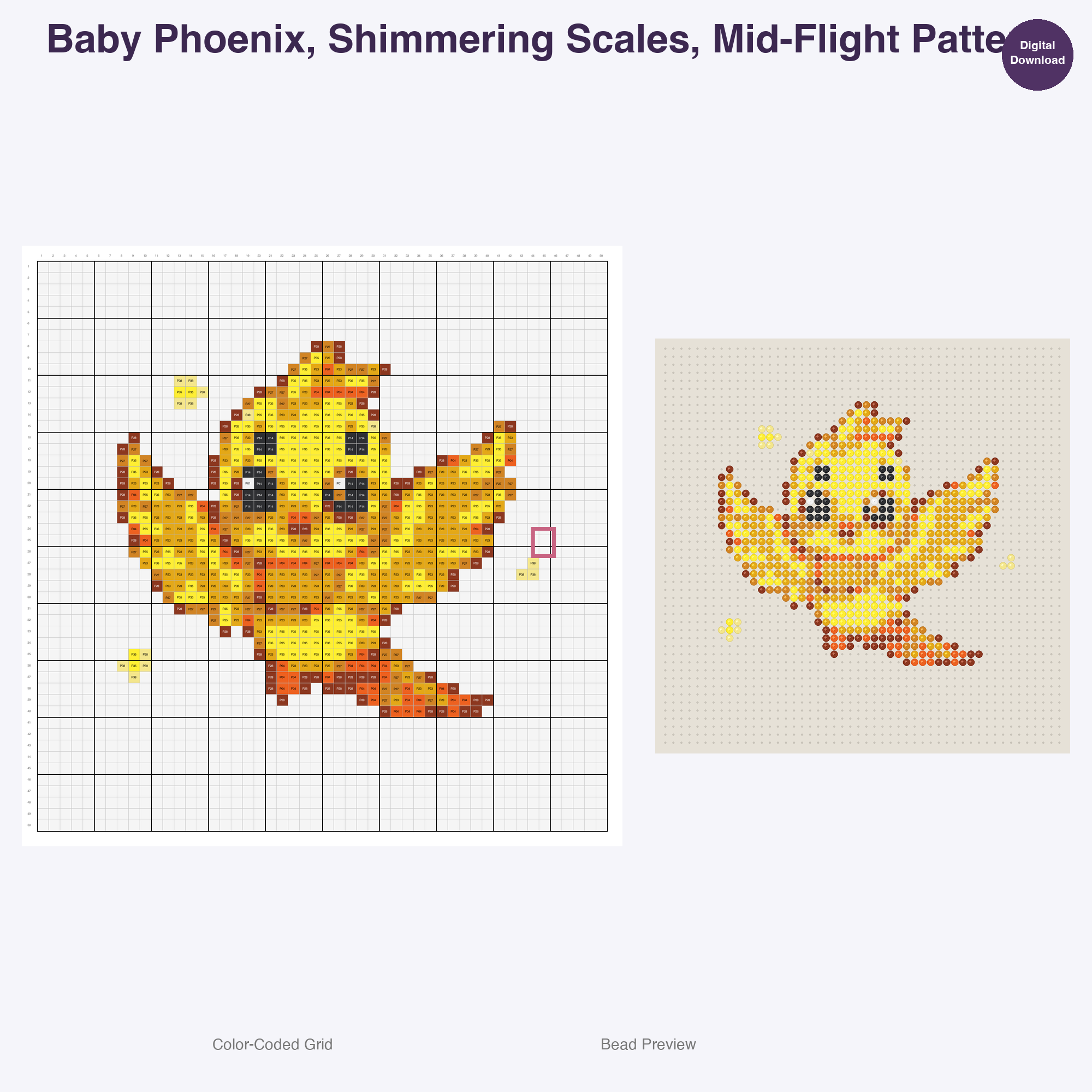 Mythical Hatchlings Foals Perler Bead Patterns, 48 Designs x 3 Grid Sizes (29x29 + 50x50 + 128x128), Fuse Bead PDF Digital Download