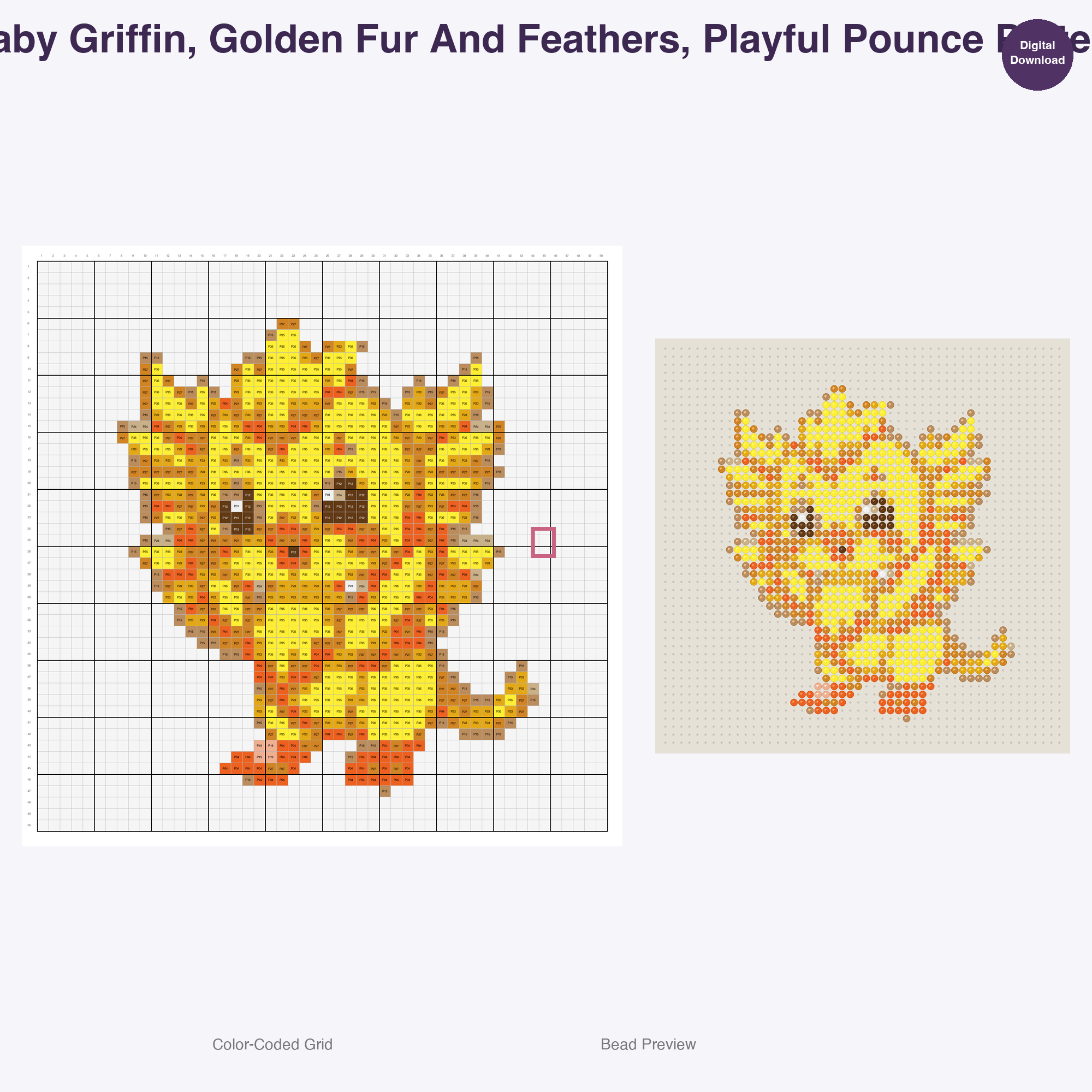 Mythical Hatchlings Foals Perler Bead Patterns, 48 Designs x 3 Grid Sizes (29x29 + 50x50 + 128x128), Fuse Bead PDF Digital Download