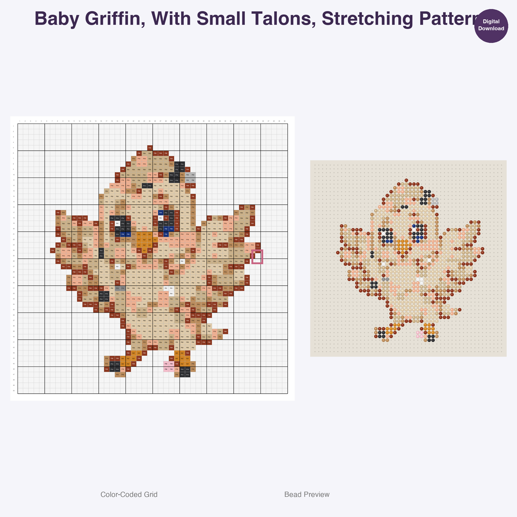Mythical Hatchlings Foals Perler Bead Patterns, 48 Designs x 3 Grid Sizes (29x29 + 50x50 + 128x128), Fuse Bead PDF Digital Download