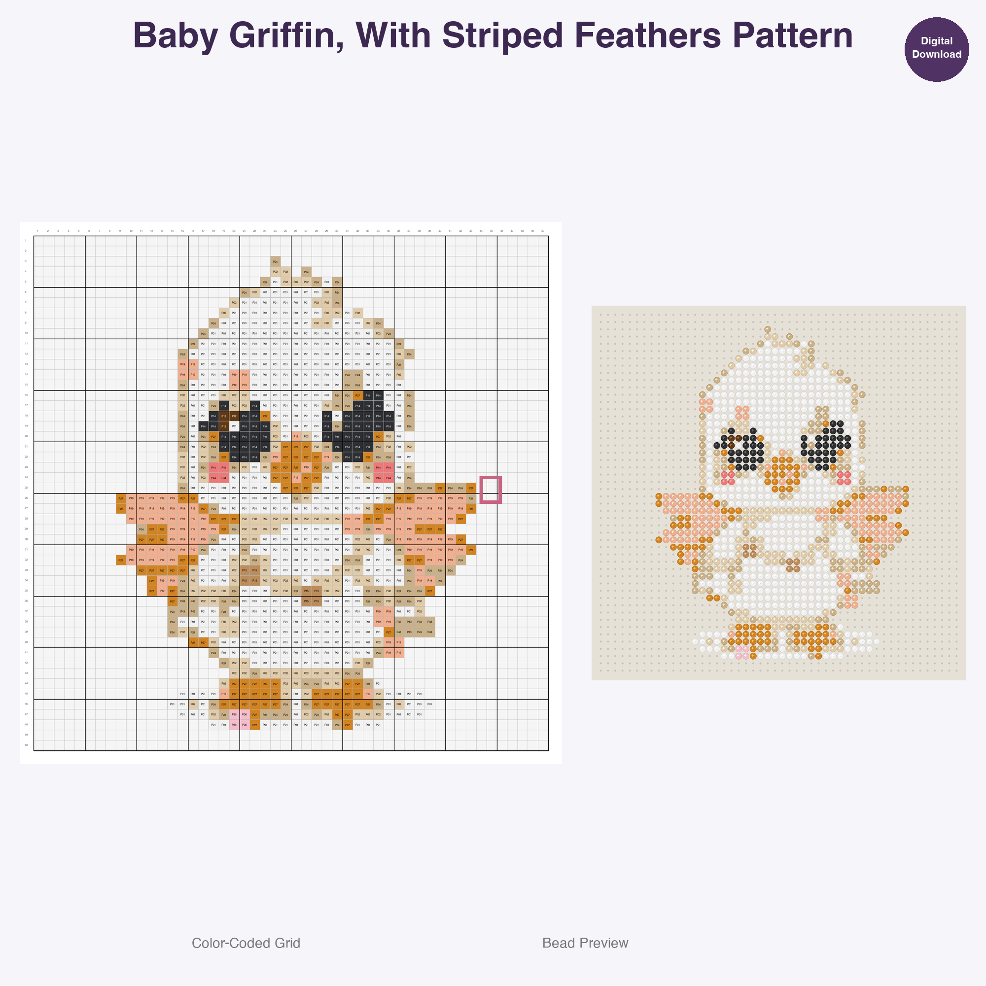 Mythical Hatchlings Foals Perler Bead Patterns, 48 Designs x 3 Grid Sizes (29x29 + 50x50 + 128x128), Fuse Bead PDF Digital Download