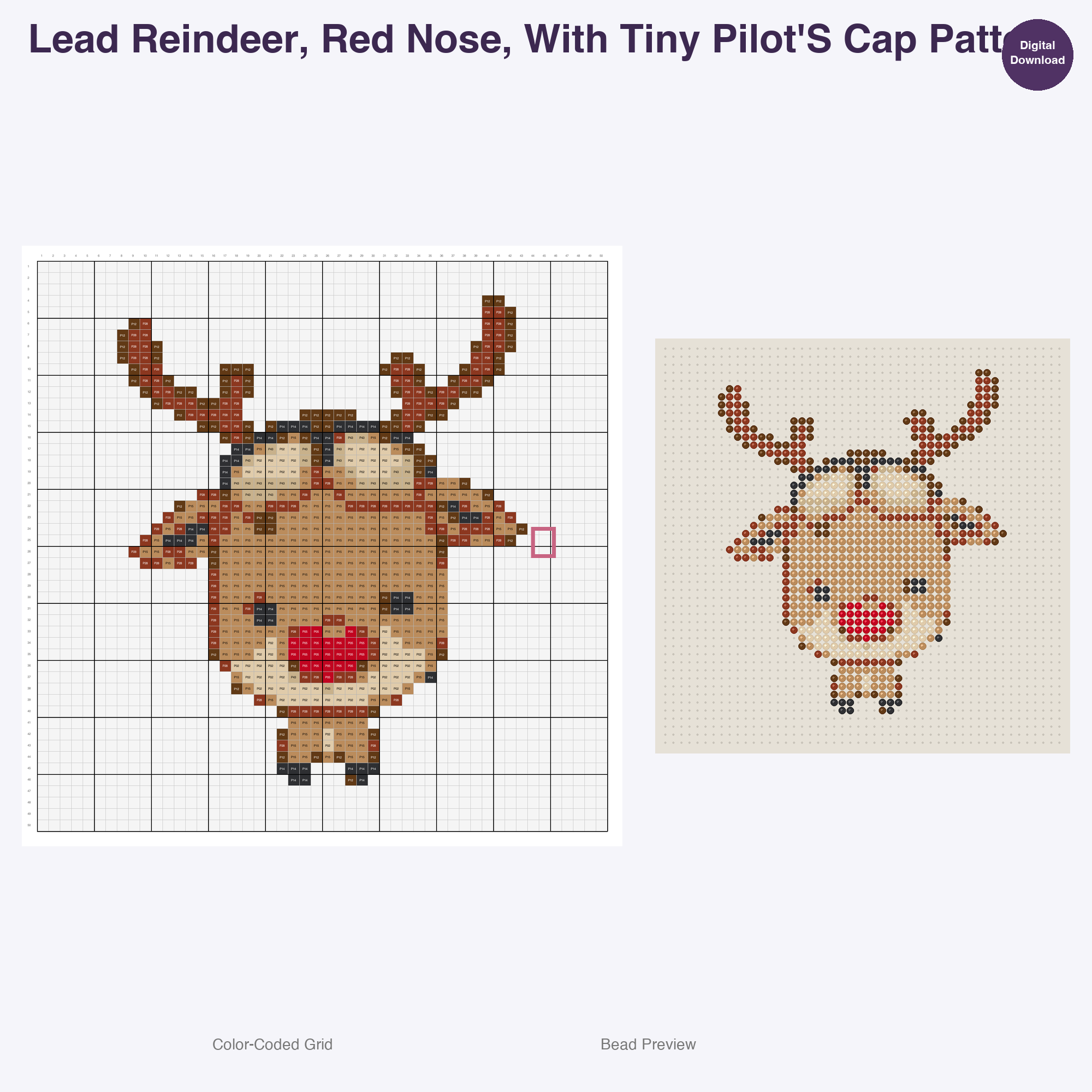 North Pole Courier Crew Perler Bead Patterns, 48 Designs x 2 Grid Sizes (50x50 + 128x128), Fuse Bead PDF Digital Download