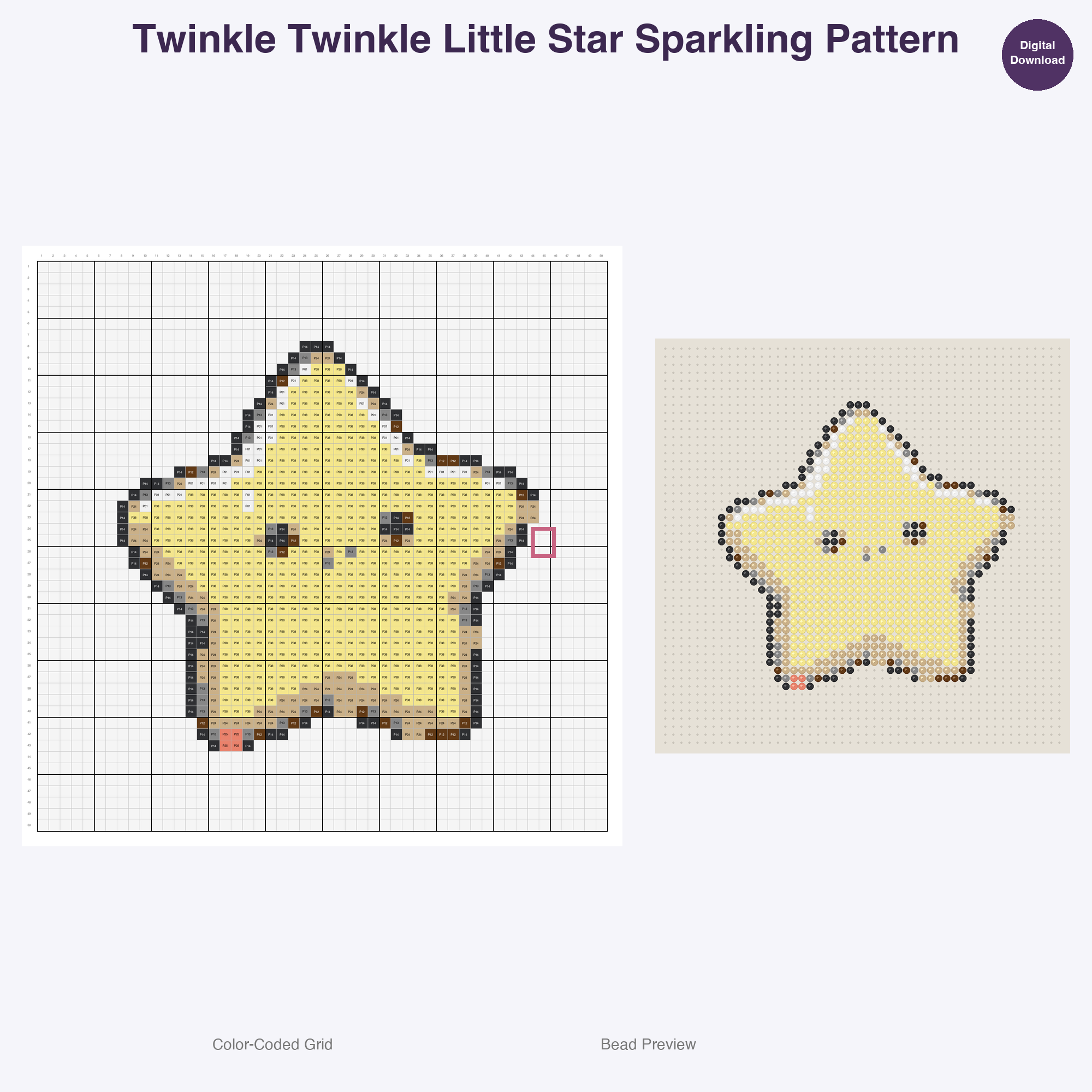 Nursery Rhyme Friends Perler Bead Patterns, 48 Designs x 3 Grid Sizes (29x29 + 50x50 + 128x128), Fuse Bead PDF Digital Download