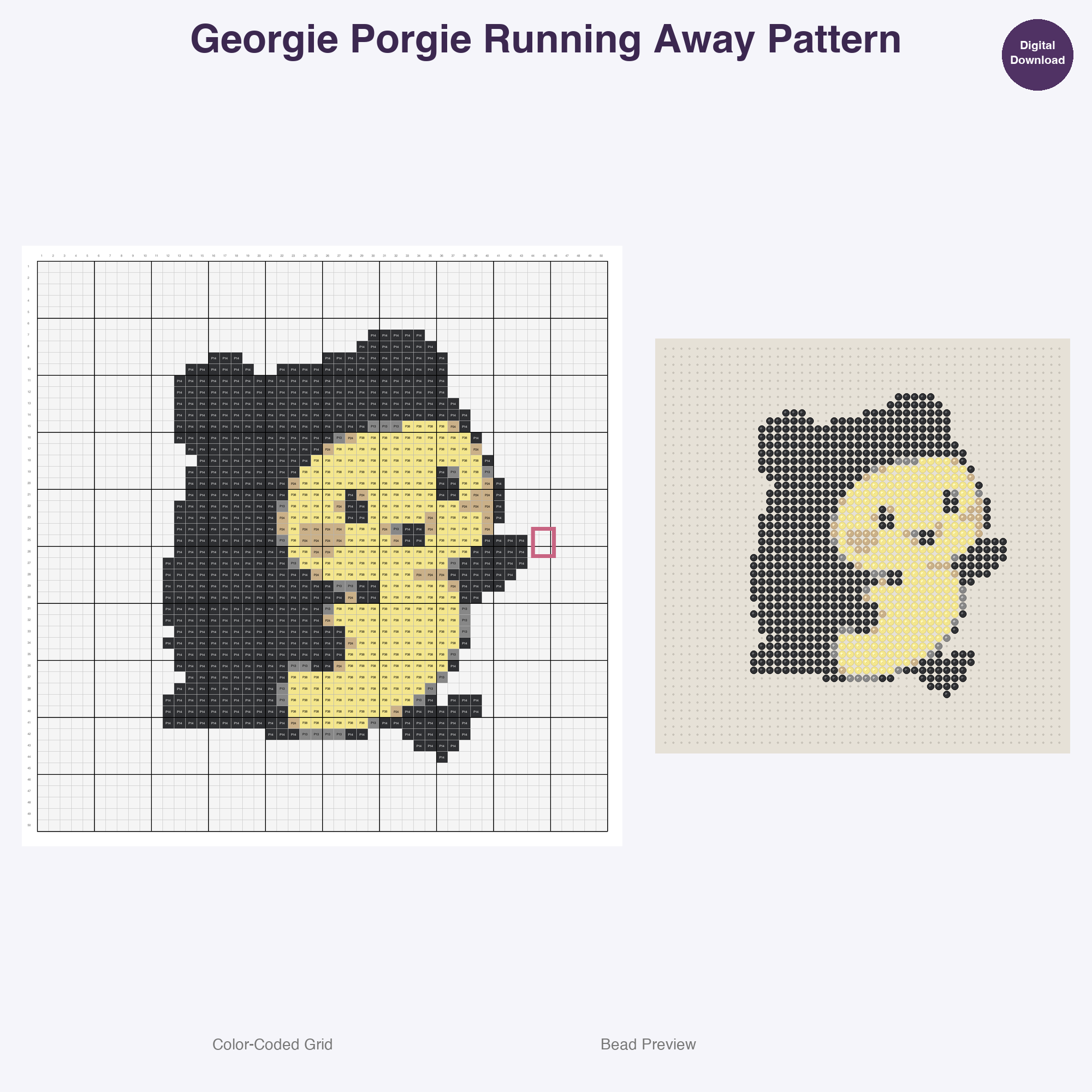 Nursery Rhyme Friends Perler Bead Patterns, 48 Designs x 3 Grid Sizes (29x29 + 50x50 + 128x128), Fuse Bead PDF Digital Download