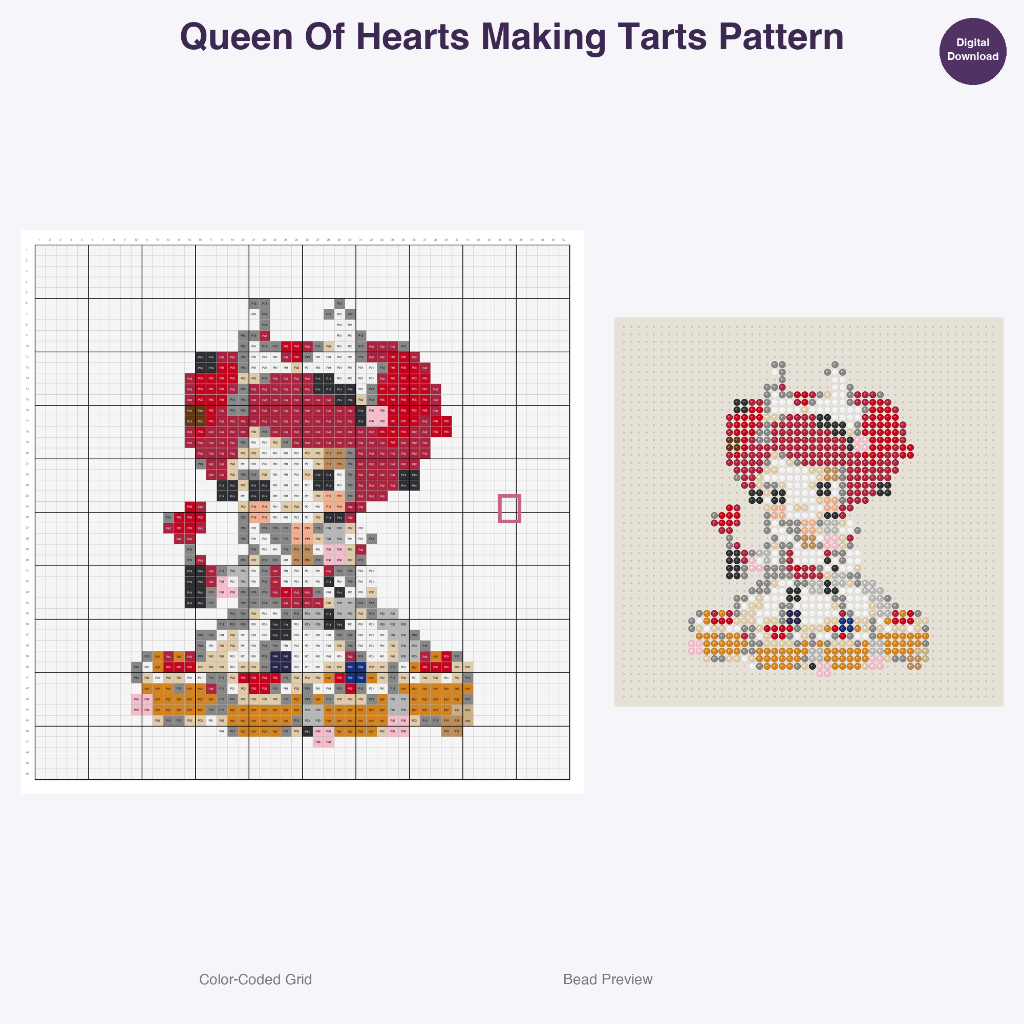 Nursery Rhyme Friends Perler Bead Patterns, 48 Designs x 3 Grid Sizes (29x29 + 50x50 + 128x128), Fuse Bead PDF Digital Download