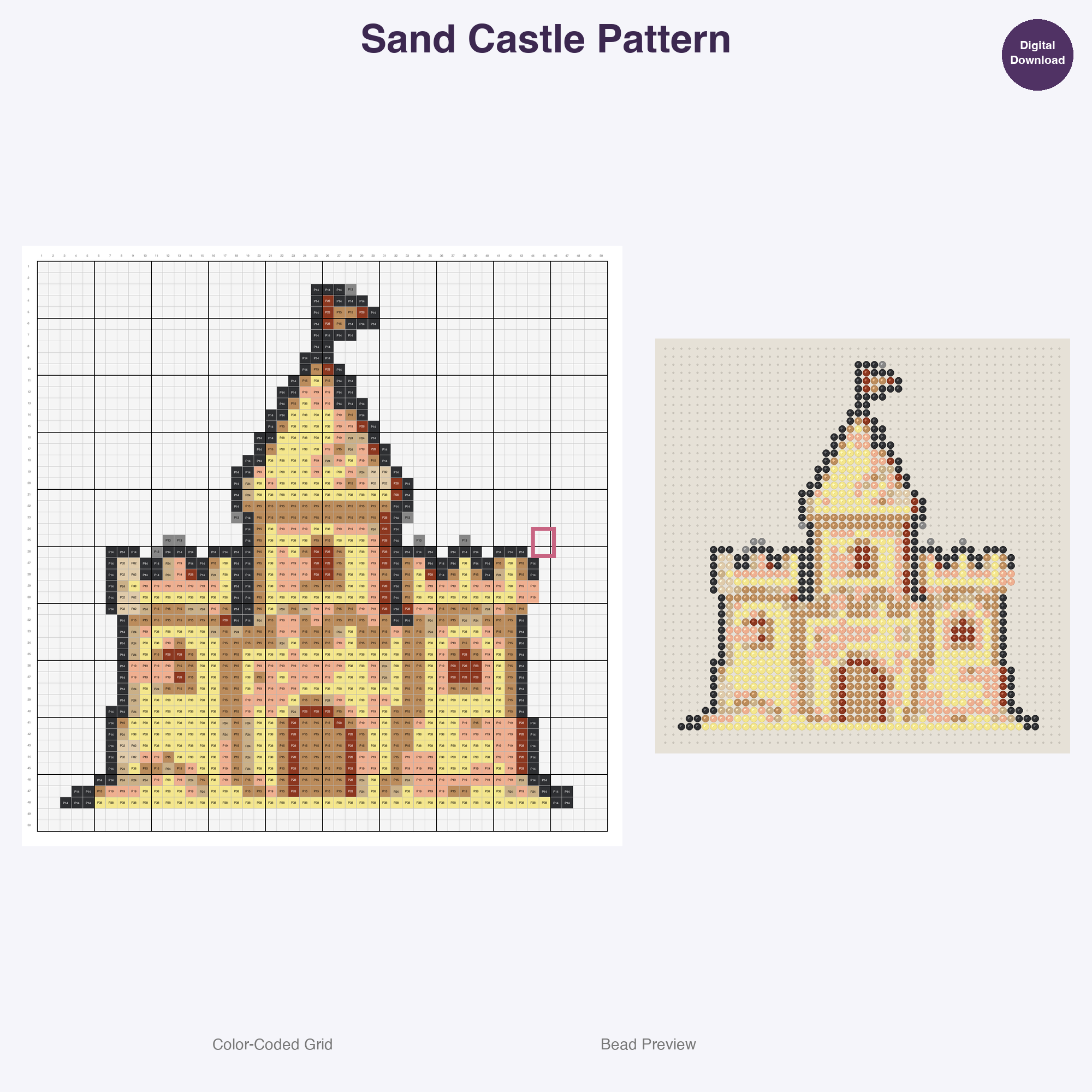 Ocean & Sea Life Perler Bead Patterns, 48 Designs x 3 Grid Sizes (29x29 + 50x50 + 128x128), Fuse Bead PDF Digital Download