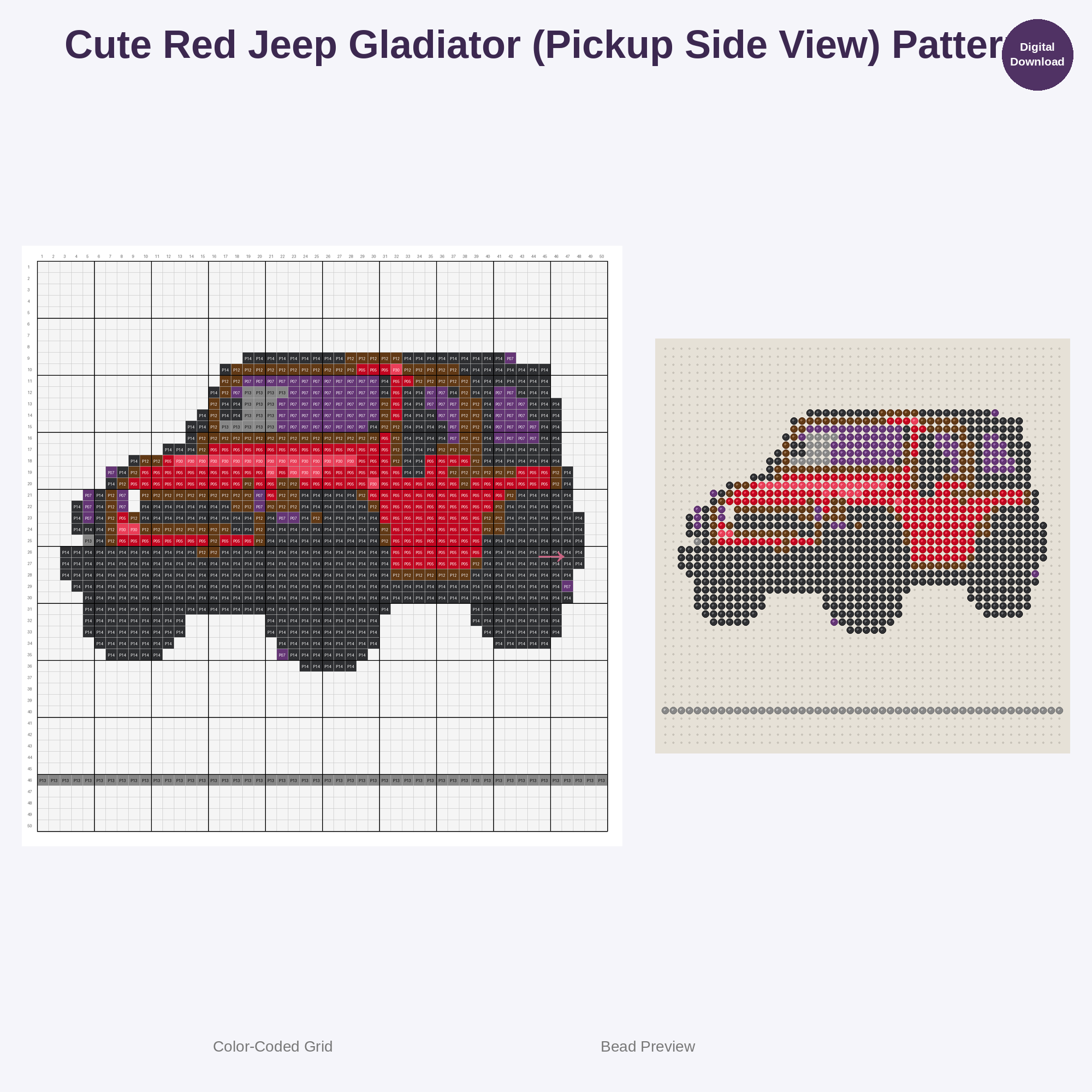 Off-Road Truck & Jeep Adventure Perler Bead Patterns Bundle, 48 Designs (PDF Digital Download)