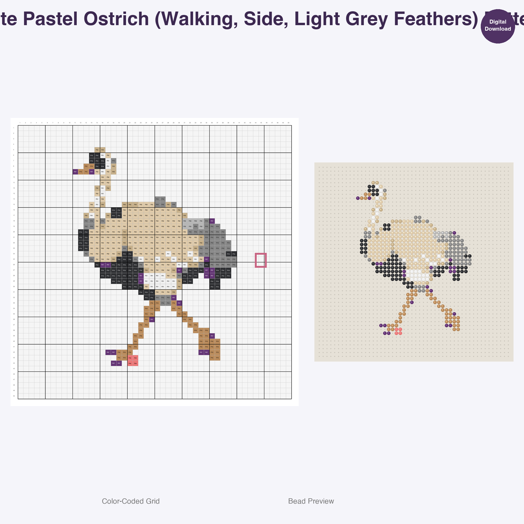 Pastel Safari Pals Perler Bead Patterns, 48 Designs x 3 Grid Sizes (29x29 + 50x50 + 128x128), Fuse Bead PDF Digital Download