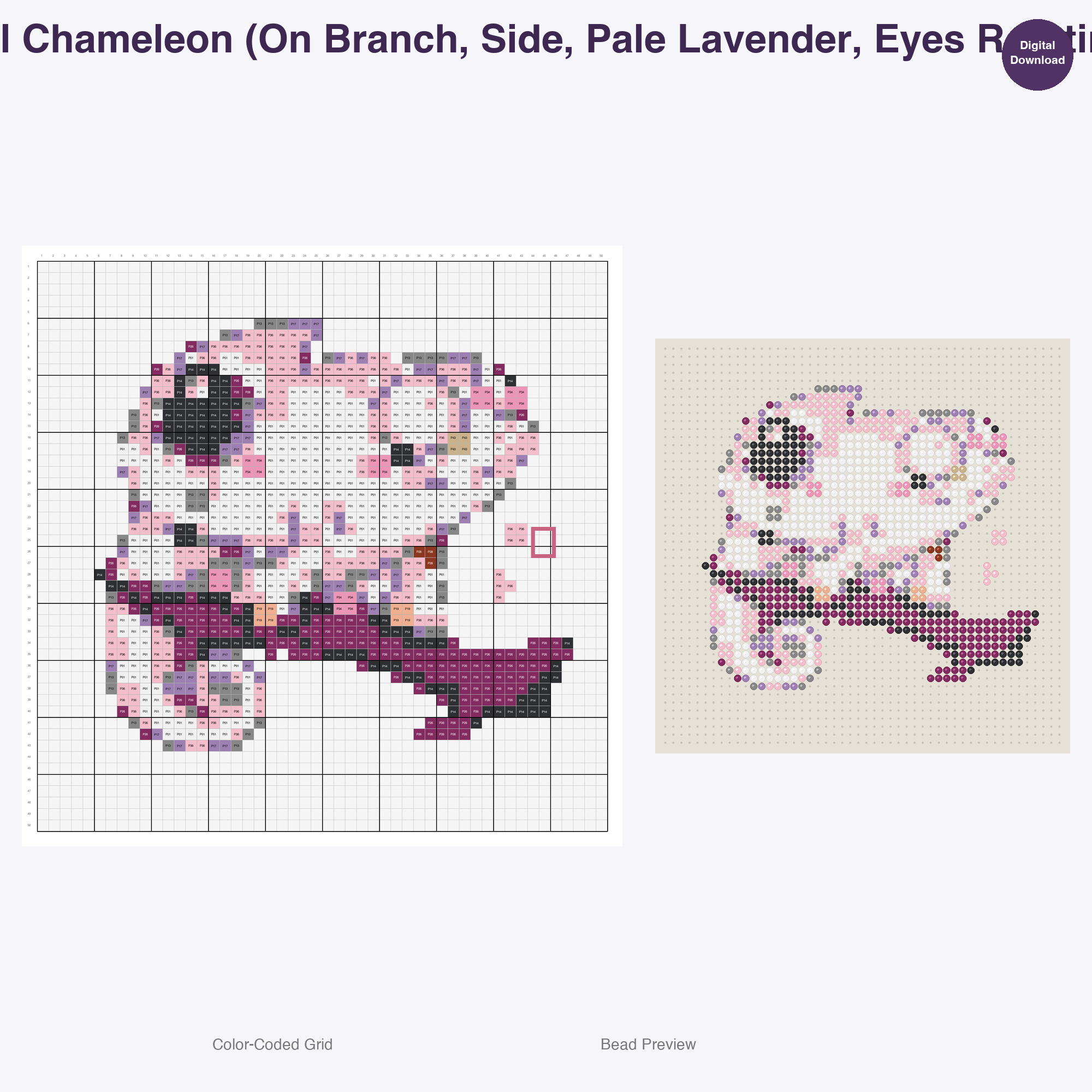 Pastel Safari Pals Perler Bead Patterns, 48 Designs x 3 Grid Sizes (29x29 + 50x50 + 128x128), Fuse Bead PDF Digital Download