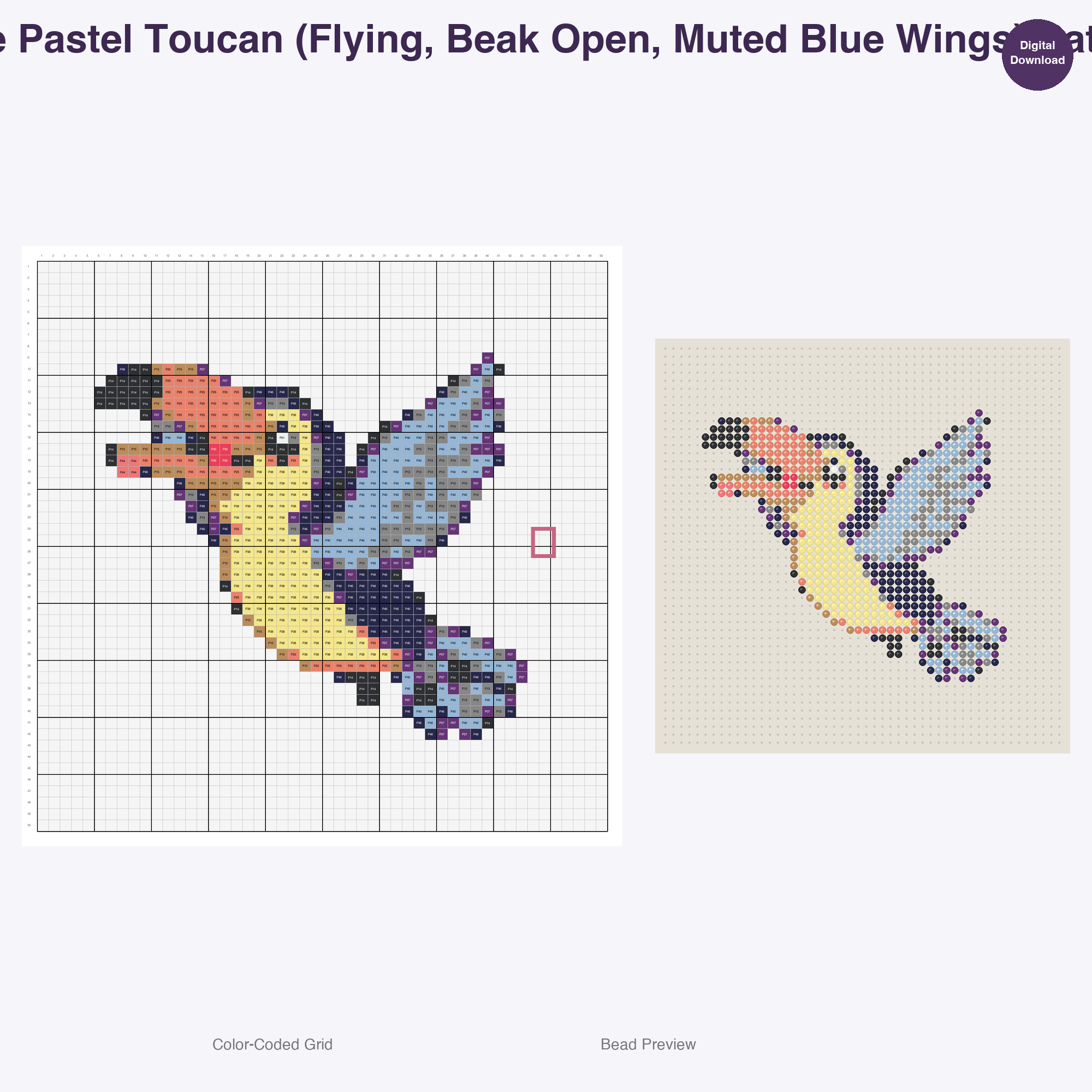 Pastel Safari Pals Perler Bead Patterns, 48 Designs x 3 Grid Sizes (29x29 + 50x50 + 128x128), Fuse Bead PDF Digital Download