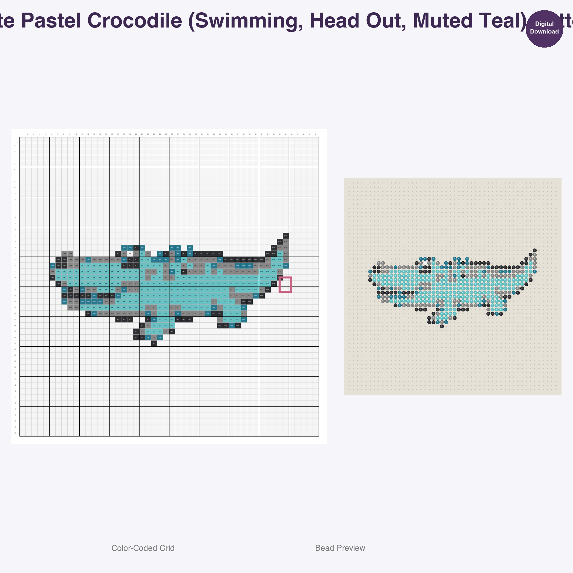 Pastel Safari Pals Perler Bead Patterns, 48 Designs x 3 Grid Sizes (29x29 + 50x50 + 128x128), Fuse Bead PDF Digital Download