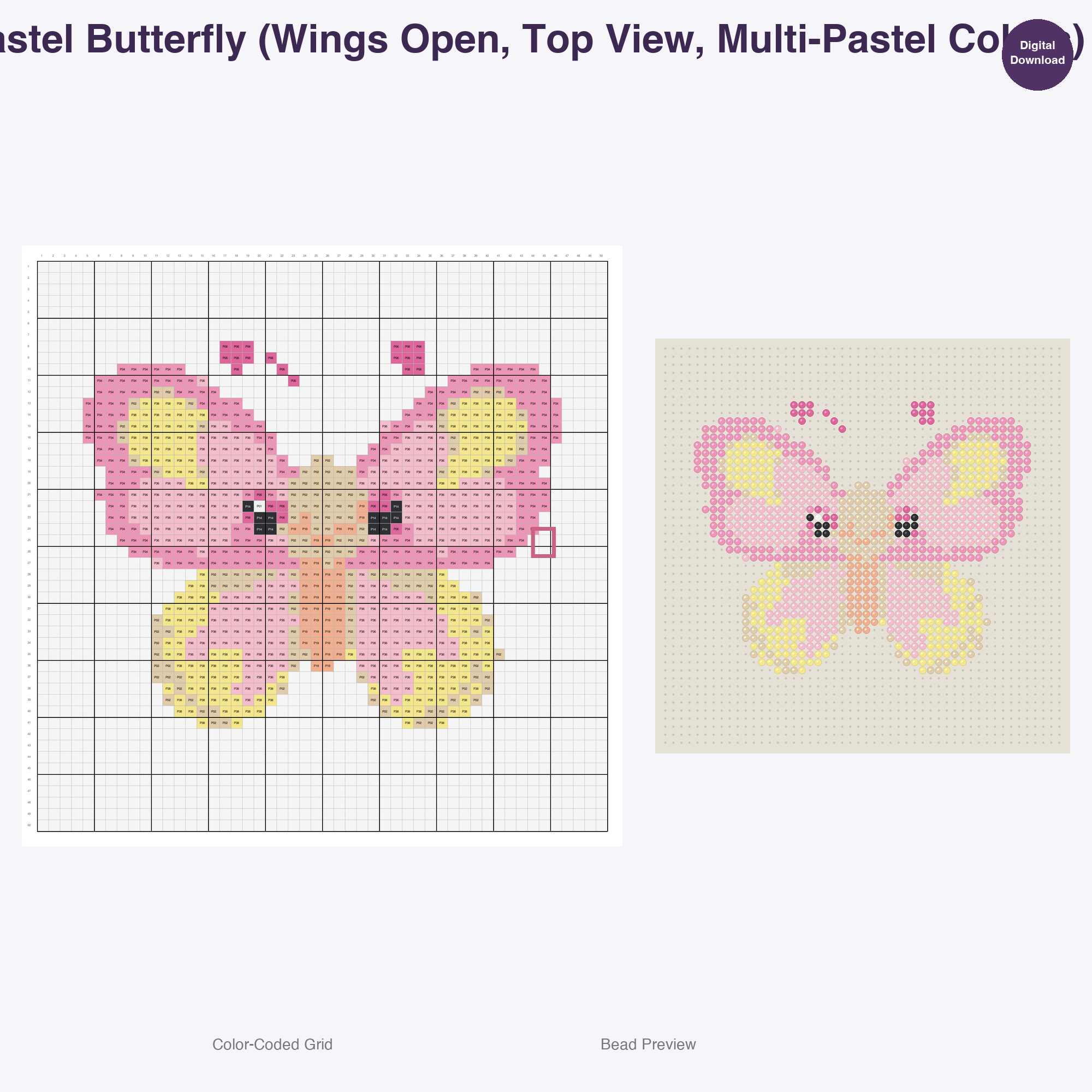 Pastel Safari Pals Perler Bead Patterns, 48 Designs x 3 Grid Sizes (29x29 + 50x50 + 128x128), Fuse Bead PDF Digital Download