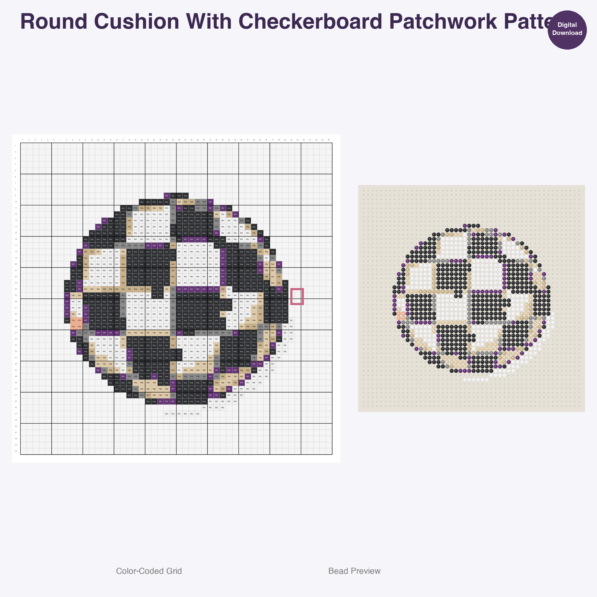 Patchwork Home Comforts Perler Bead Patterns, 48 Designs x 2 Grid Sizes (50x50 + 128x128), Fuse Bead PDF Digital Download