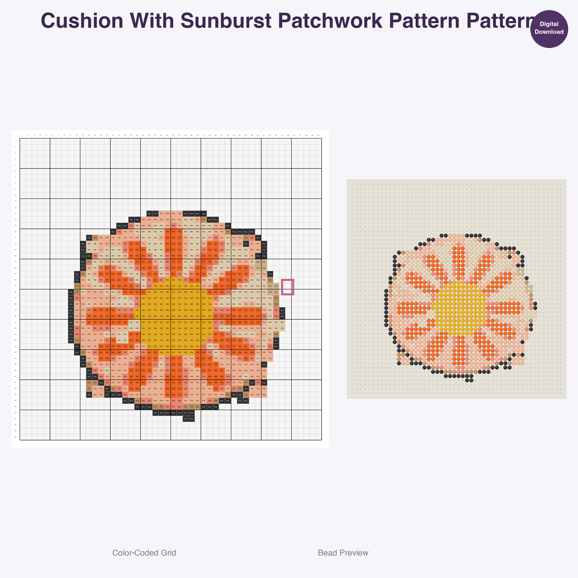 Patchwork Home Comforts Perler Bead Patterns, 48 Designs x 2 Grid Sizes (50x50 + 128x128), Fuse Bead PDF Digital Download