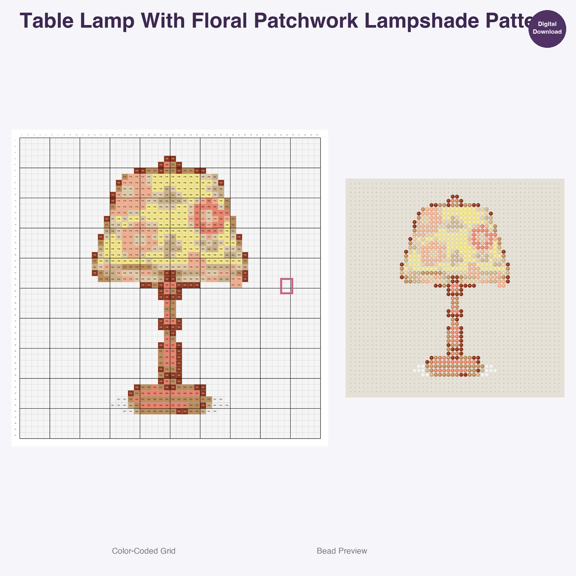 Patchwork Home Comforts Perler Bead Patterns, 48 Designs x 2 Grid Sizes (50x50 + 128x128), Fuse Bead PDF Digital Download