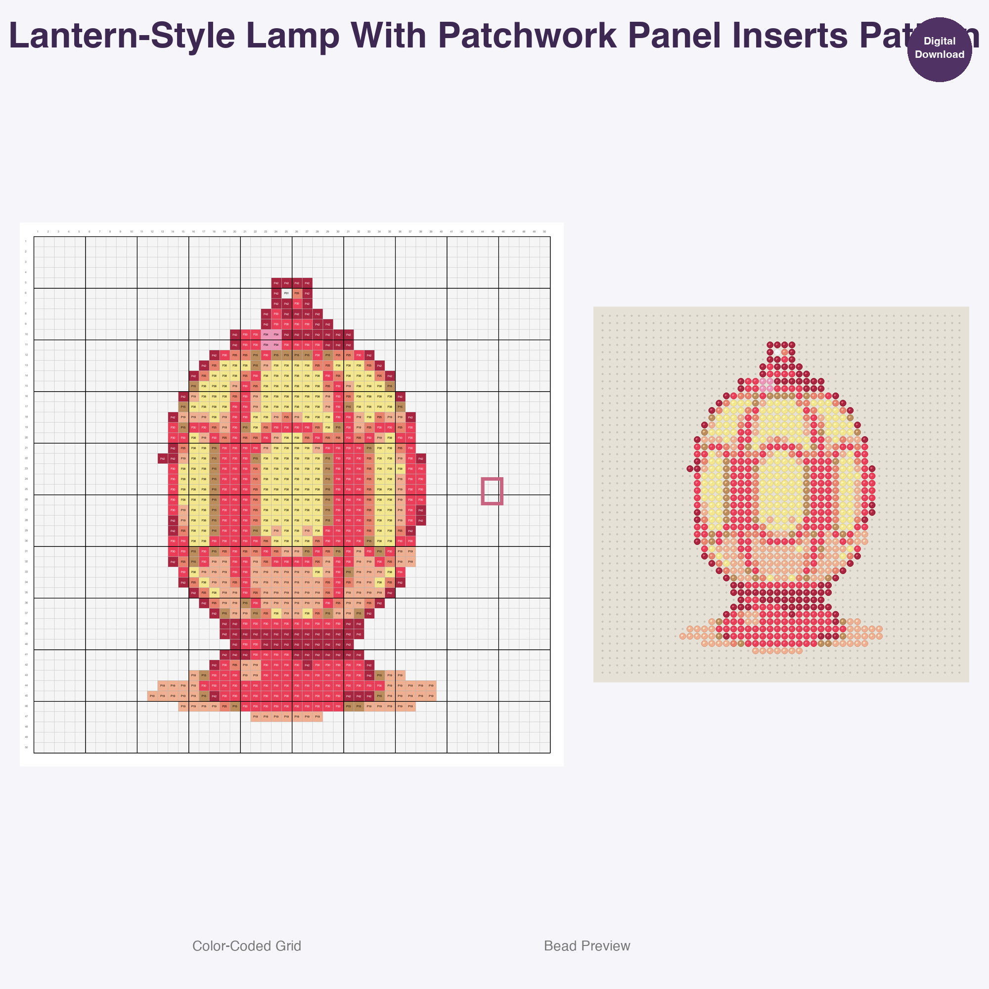 Patchwork Home Comforts Perler Bead Patterns, 48 Designs x 2 Grid Sizes (50x50 + 128x128), Fuse Bead PDF Digital Download