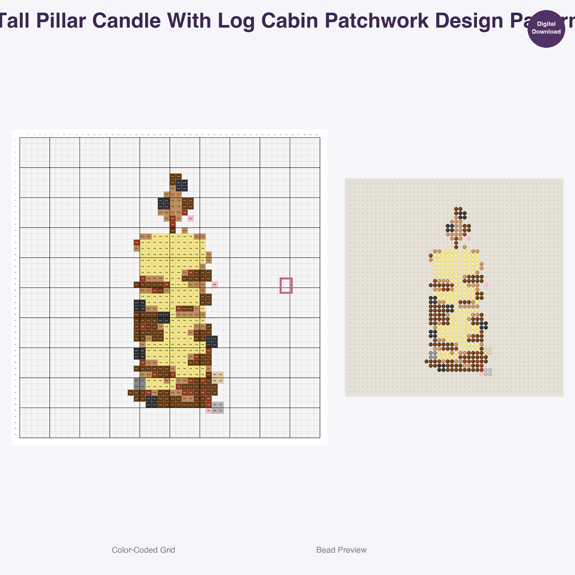 Patchwork Home Comforts Perler Bead Patterns, 48 Designs x 2 Grid Sizes (50x50 + 128x128), Fuse Bead PDF Digital Download