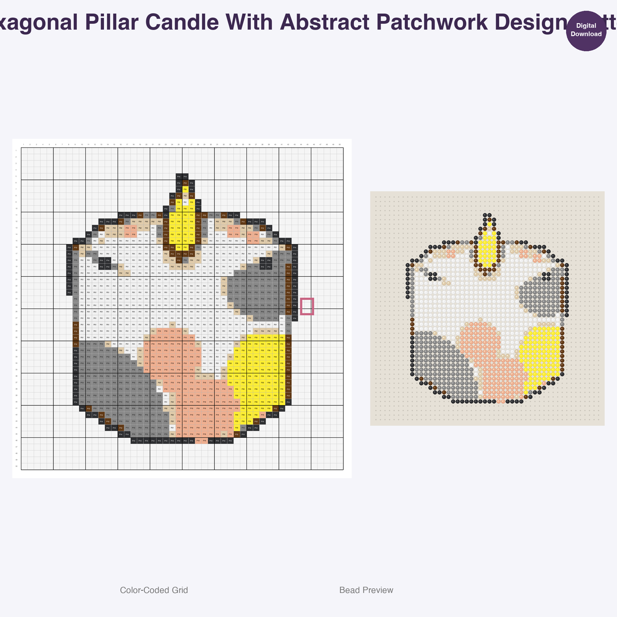 Patchwork Home Comforts Perler Bead Patterns, 48 Designs x 2 Grid Sizes (50x50 + 128x128), Fuse Bead PDF Digital Download