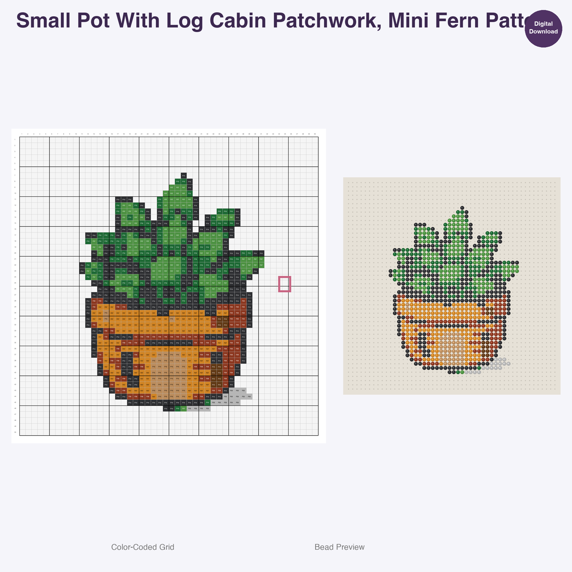 Patchwork Home Comforts Perler Bead Patterns, 48 Designs x 2 Grid Sizes (50x50 + 128x128), Fuse Bead PDF Digital Download