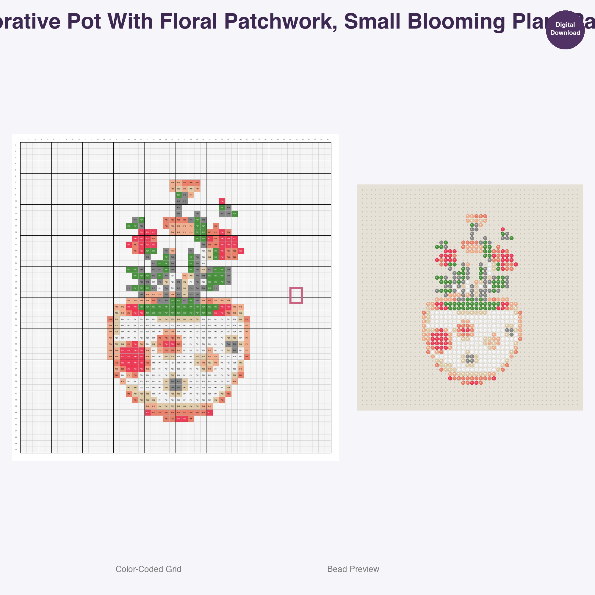 Patchwork Home Comforts Perler Bead Patterns, 48 Designs x 2 Grid Sizes (50x50 + 128x128), Fuse Bead PDF Digital Download