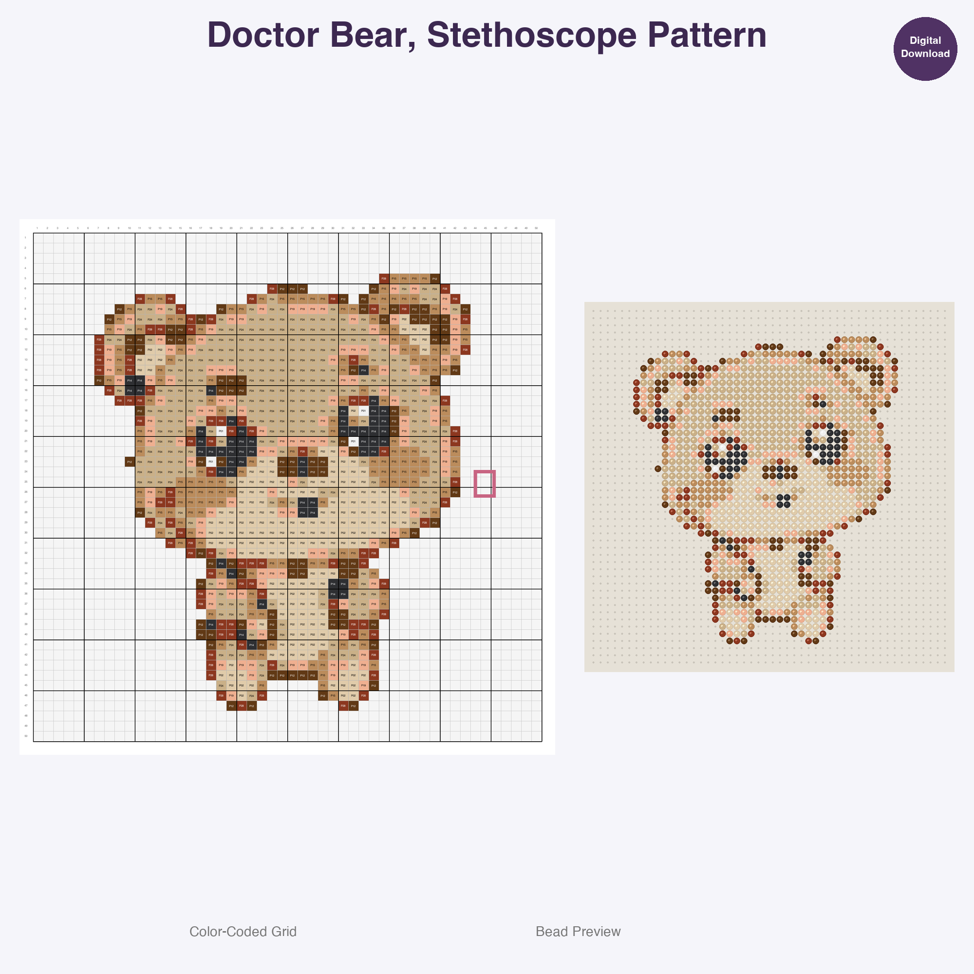 Pawsome Professions Perler Bead Patterns, 48 Designs x 3 Grid Sizes (29x29 + 50x50 + 128x128), Fuse Bead PDF Digital Download