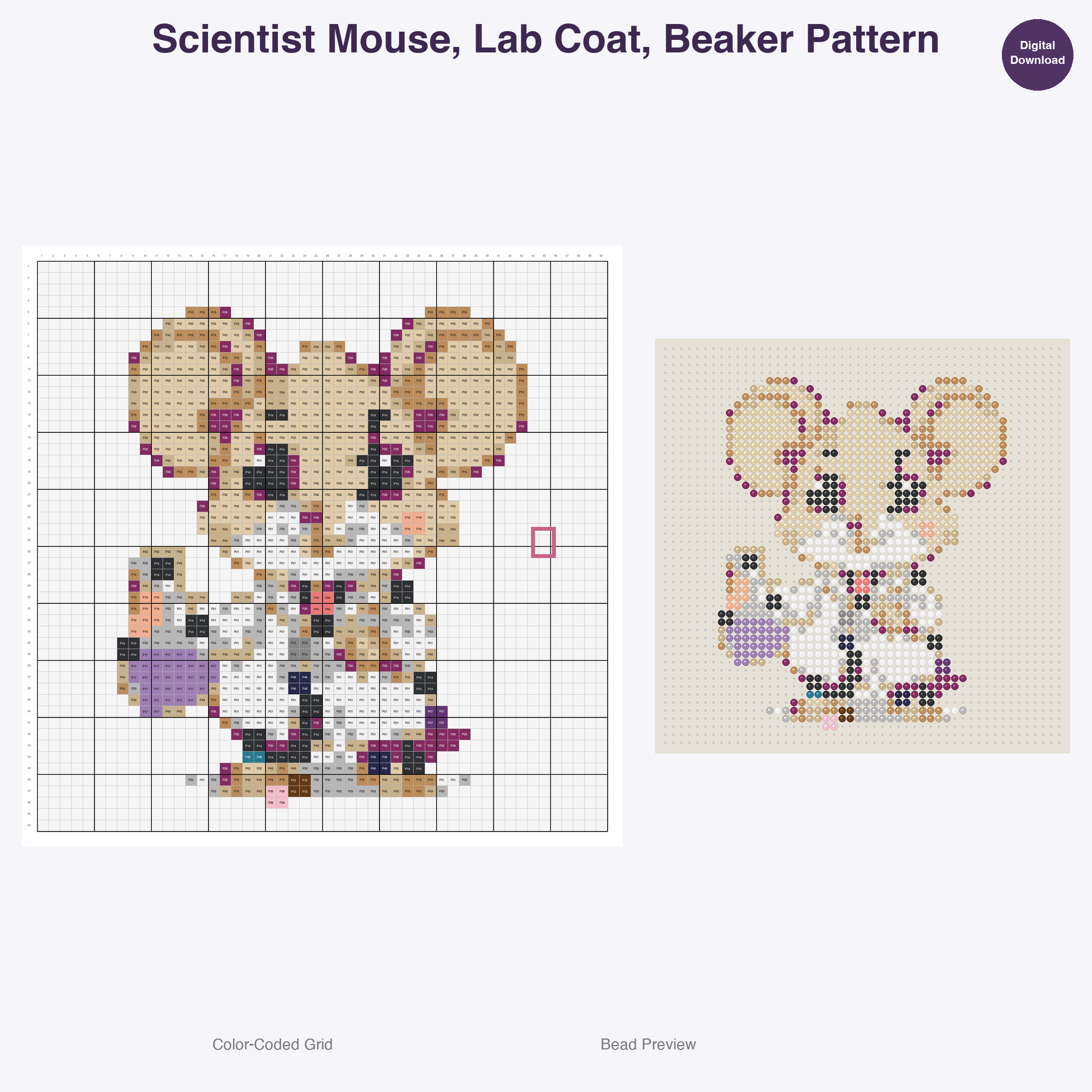 Pawsome Professions Perler Bead Patterns, 48 Designs x 3 Grid Sizes (29x29 + 50x50 + 128x128), Fuse Bead PDF Digital Download