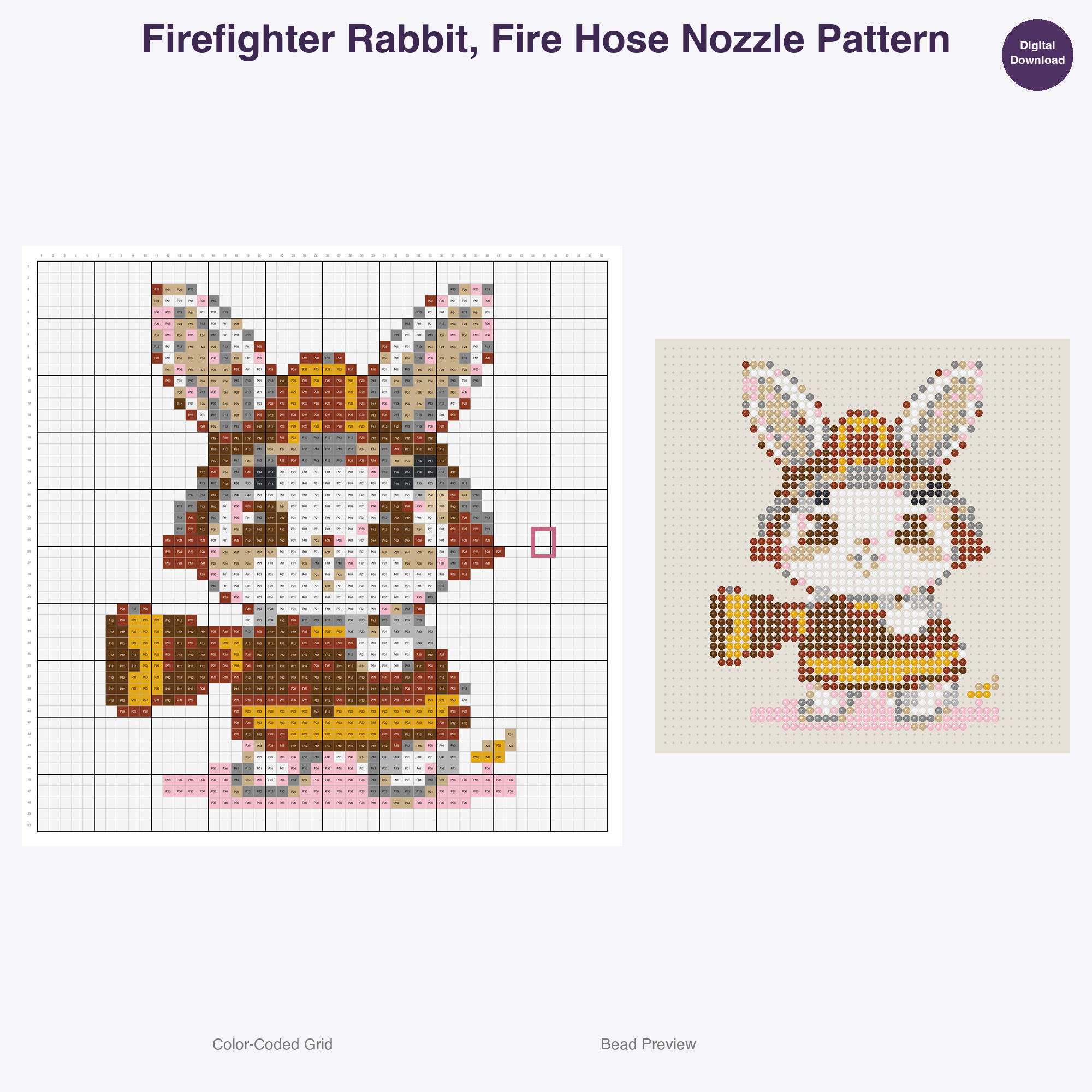 Pawsome Professions Perler Bead Patterns, 48 Designs x 3 Grid Sizes (29x29 + 50x50 + 128x128), Fuse Bead PDF Digital Download