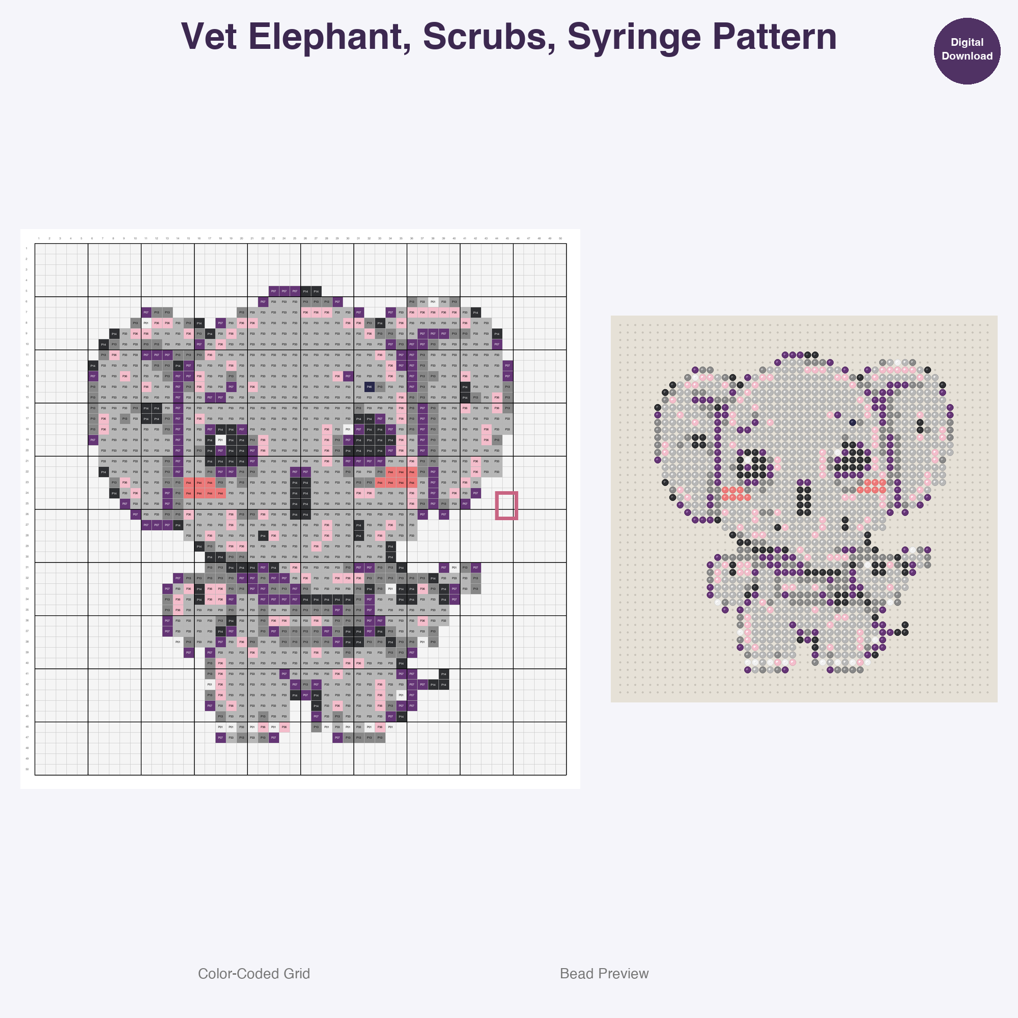 Pawsome Professions Perler Bead Patterns, 48 Designs x 3 Grid Sizes (29x29 + 50x50 + 128x128), Fuse Bead PDF Digital Download